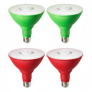 EDISHINE 4 Pack LED Par38 Red Green Outdoor Christmas Flood Light Bulbs, 18W Equivalent 120W, Dimmable, E26 Base LED Par38 Green Red Light Bulb for Decor, Holiday Lighting - HDCP38M