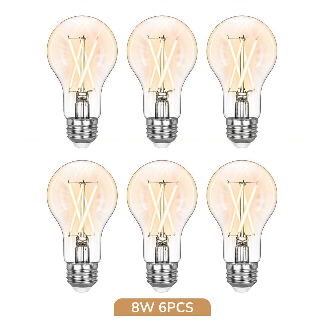 EDISHINE 6 Pack Vintage A19 Dimmable LED Edison Bulbs, 2700K & 4000K - HDFA19A-HDFA19B