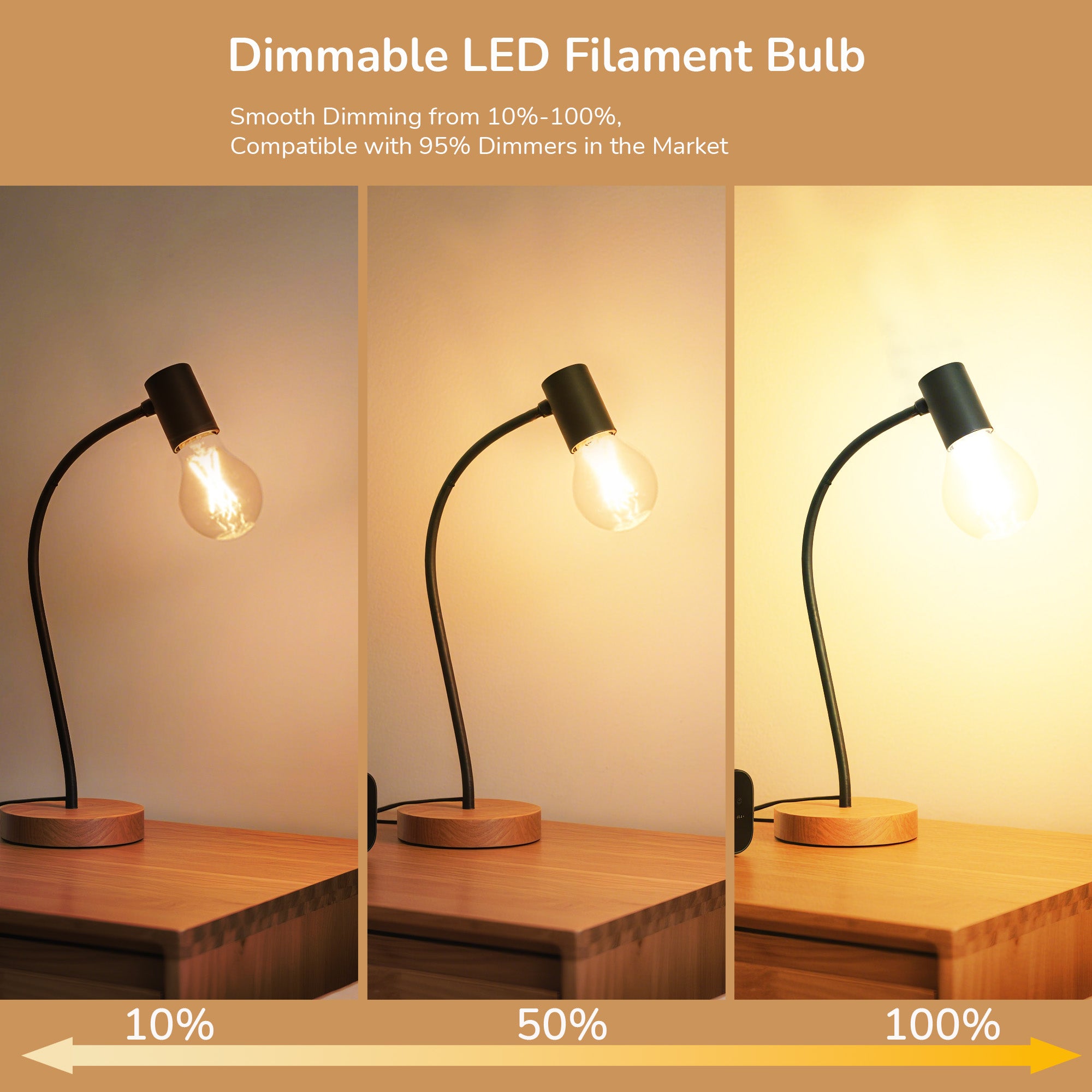 EDISHINE 6 Pack Vintage A19 Dimmable LED Edison Bulbs, 2700K & 4000K - HDFA19A - HDFA19B