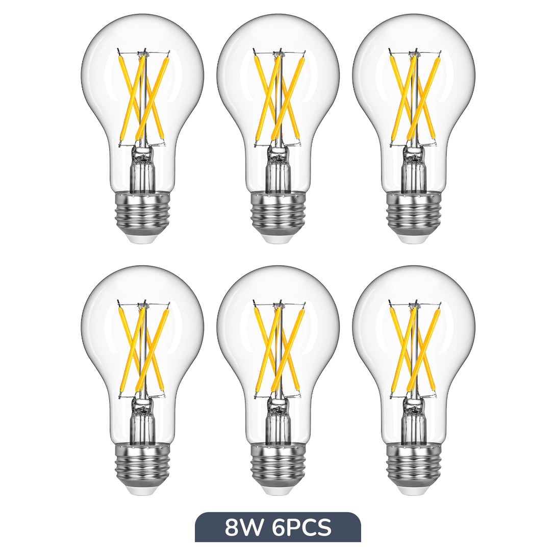 EDISHINE 6 Pack Vintage A19 Dimmable LED Edison Bulbs, 2700K & 4000K - HDFA19A-HDFA19B