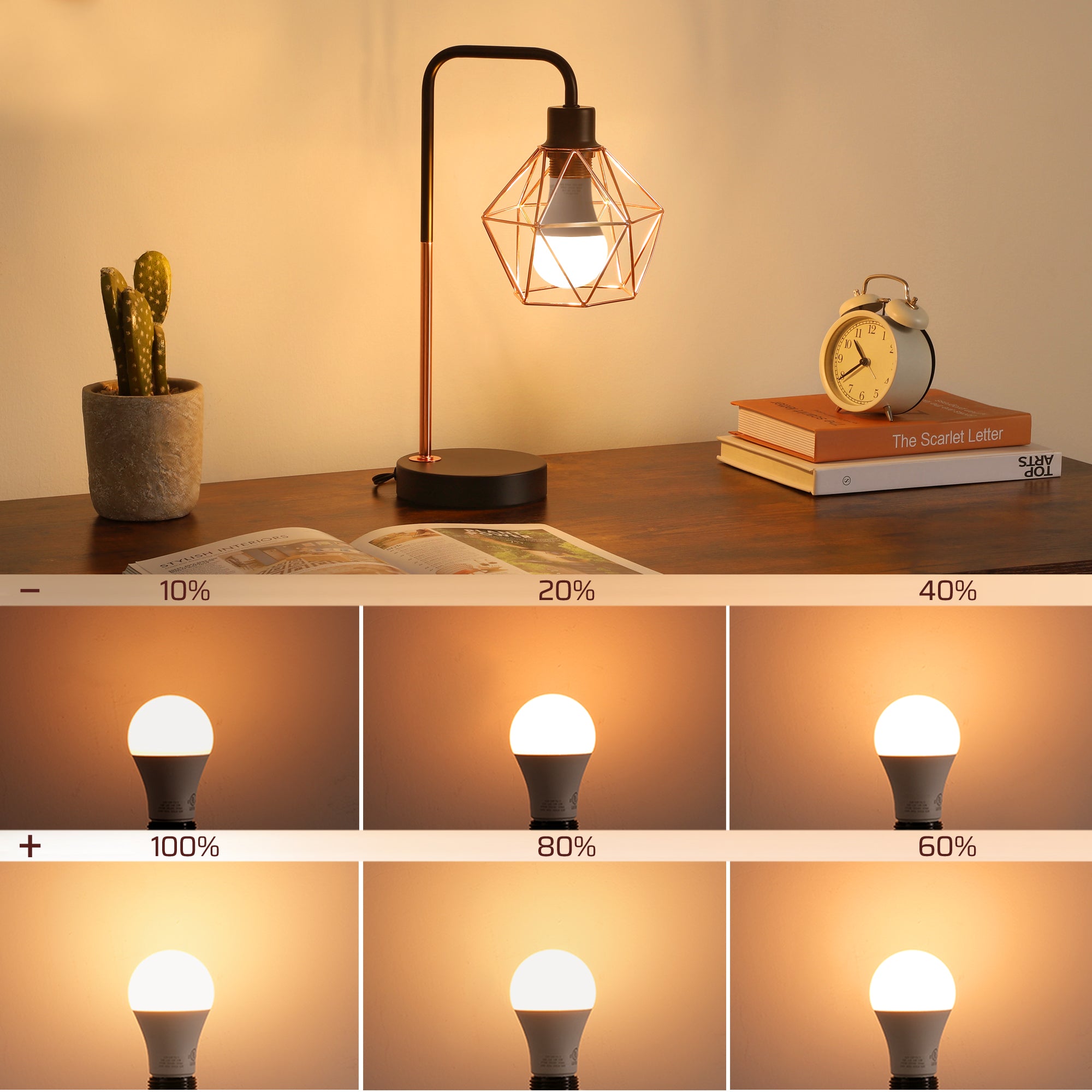 EDISHINE 6-Pack Dimmable LED Light Bulbs 60 Watt Equivalent 2700K Warm White 800 Lumen A19 LED Bulbs E26 Base - HDLA19M