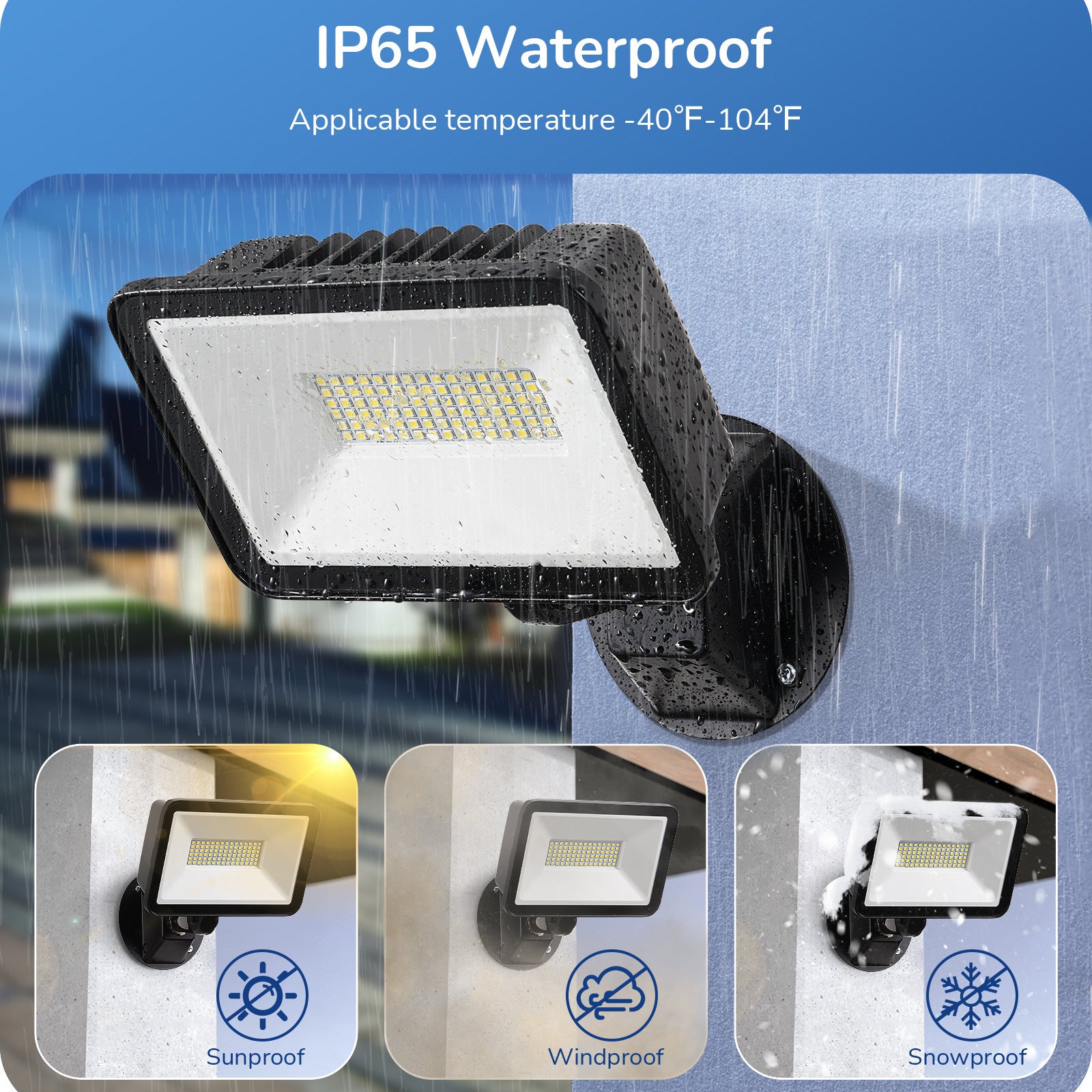 EDISHINE 10000LM Flood Lights Outdoor, 73W LED Flood Light Outdoor, IP65 Waterproof, 5000K LED Security Light for Backyard, Flagpole, Garage, UL Listed