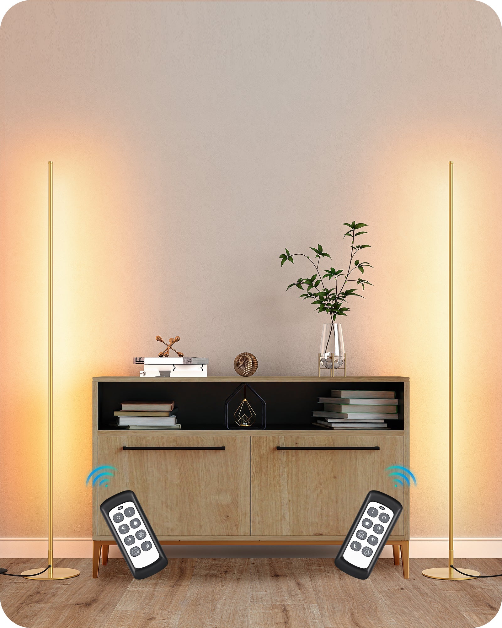 EDISHINE 2 Pack Dimmable LED Corner Modern Floor Lamps with Remote-HFLCB2A