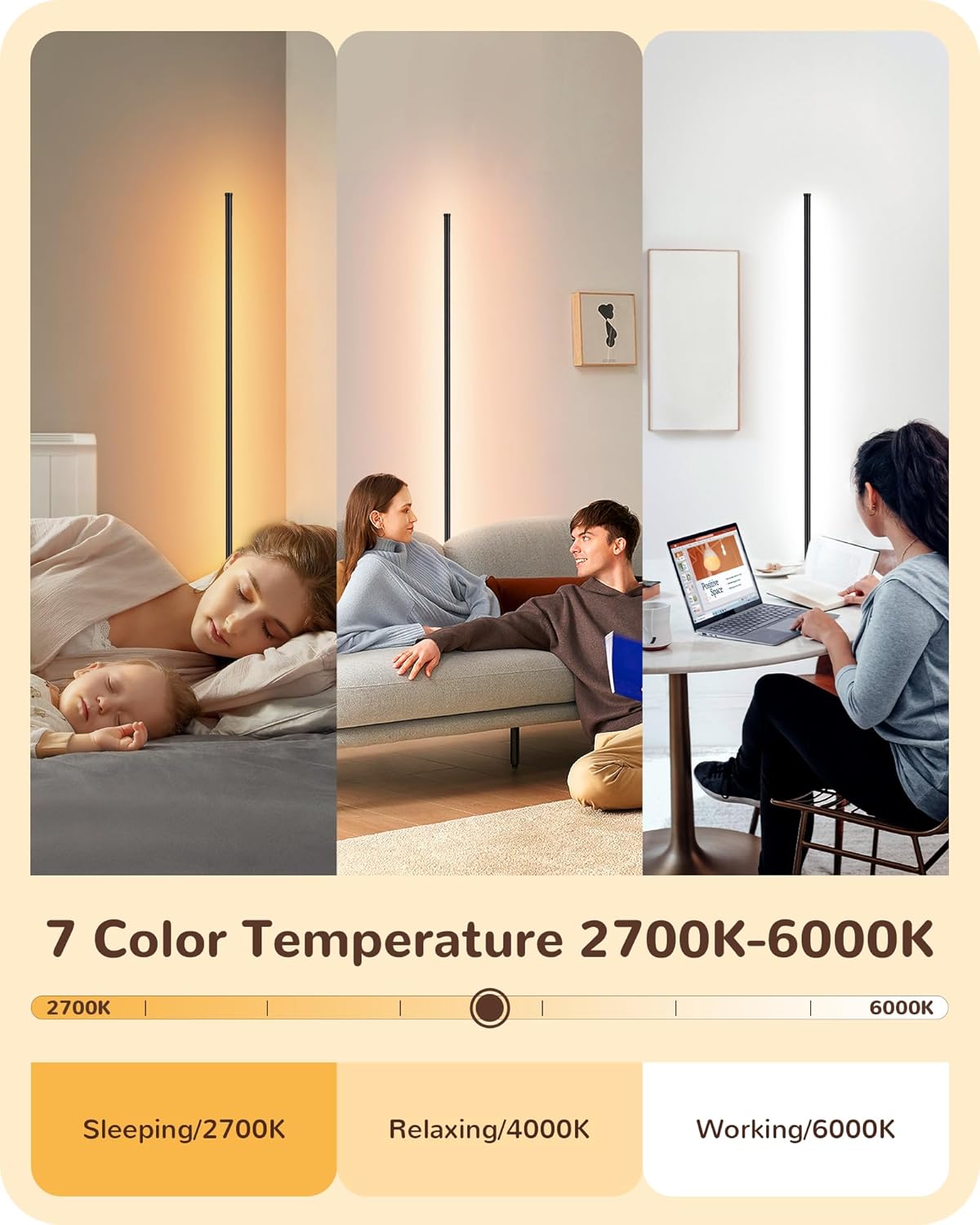 Modern Minimalist Dimmable LED Corner Floor Lamp with Remote Control - Black
