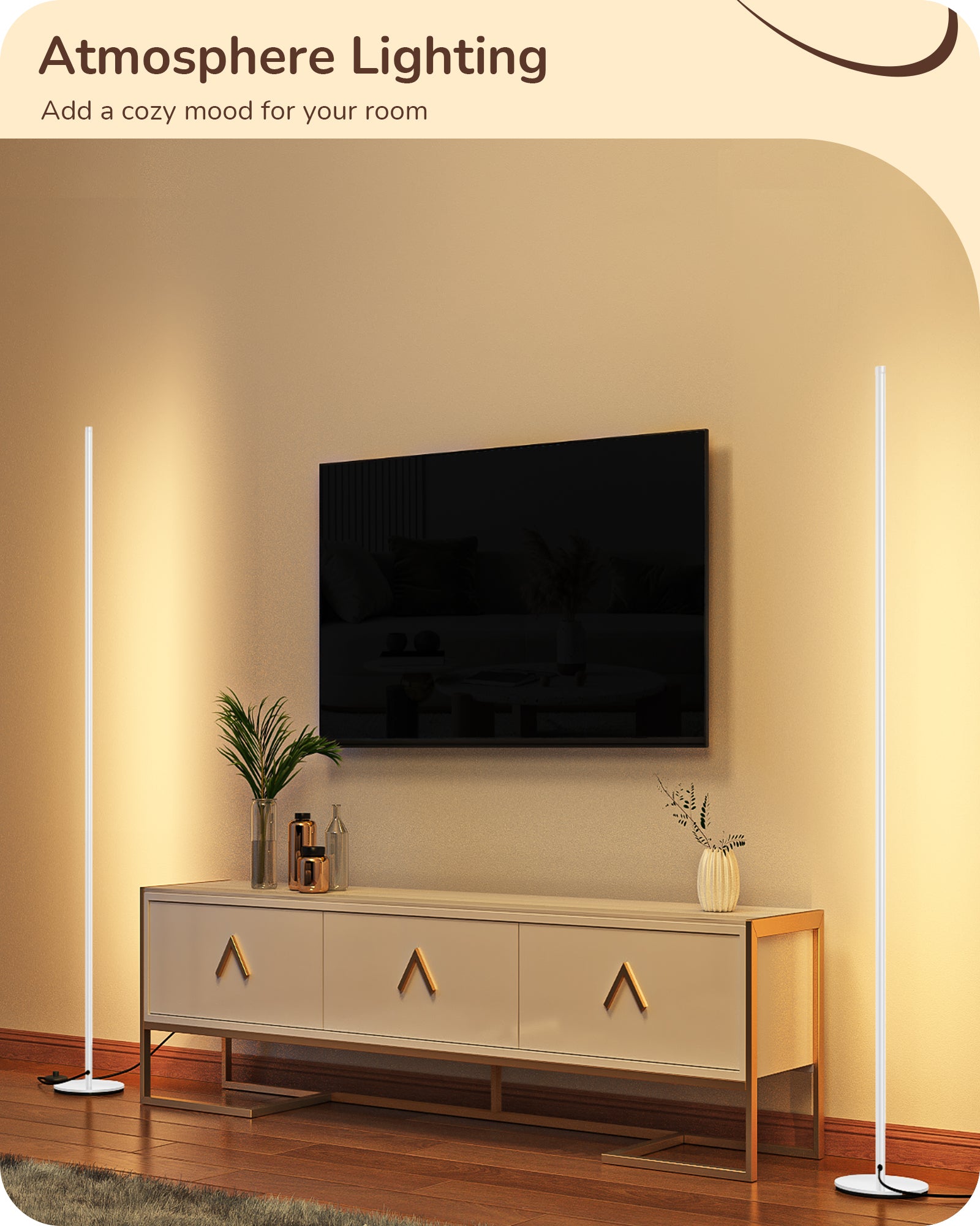 EDISHINE 57.5” Dimmable LED Corner Floor Lamp with Remote-HLFL02N