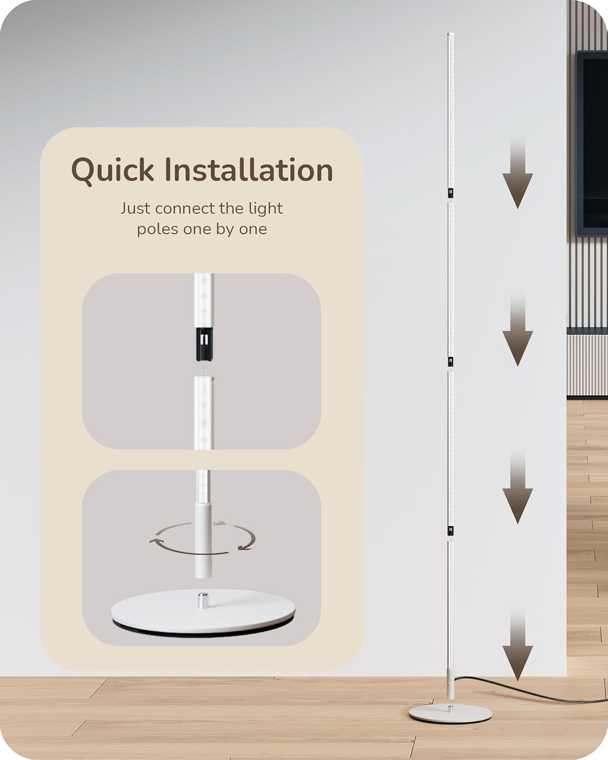 Modern Minimalist Adjustable-Height Dimmable LED Corner Floor Lamp