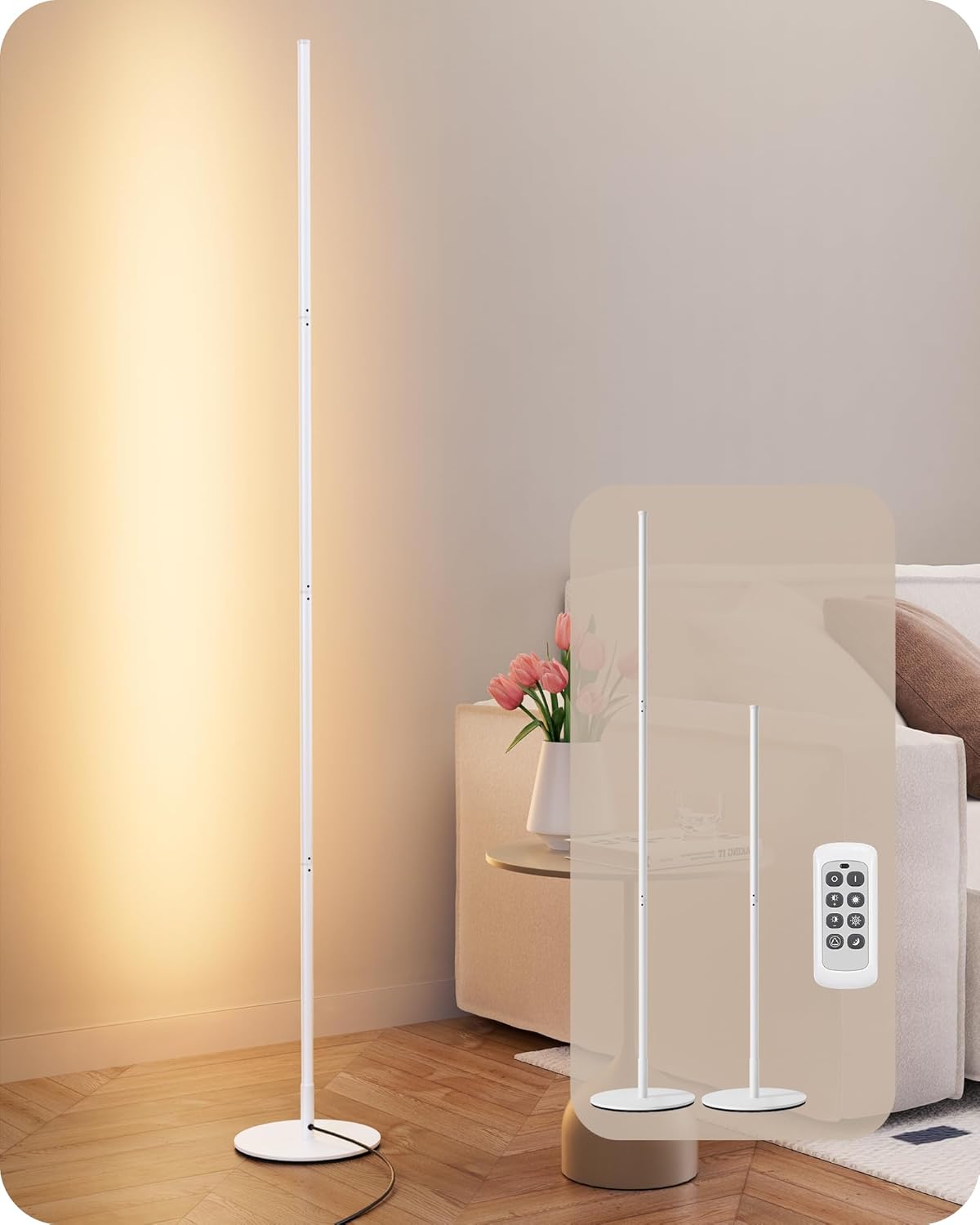 Modern Minimalist Adjustable-Height Dimmable LED Corner Floor Lamp