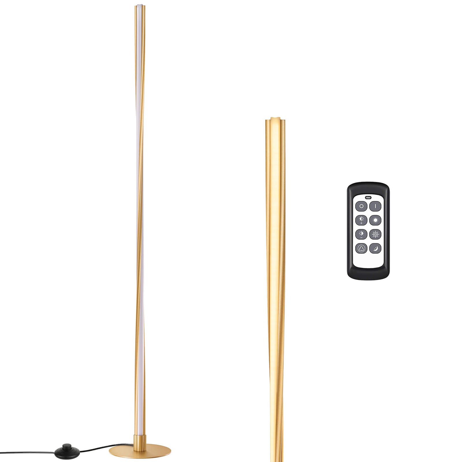 56" Tall Modern Minimalist Helix Dimmable LED Corner Floor Lamp with Remote & Foot Switch