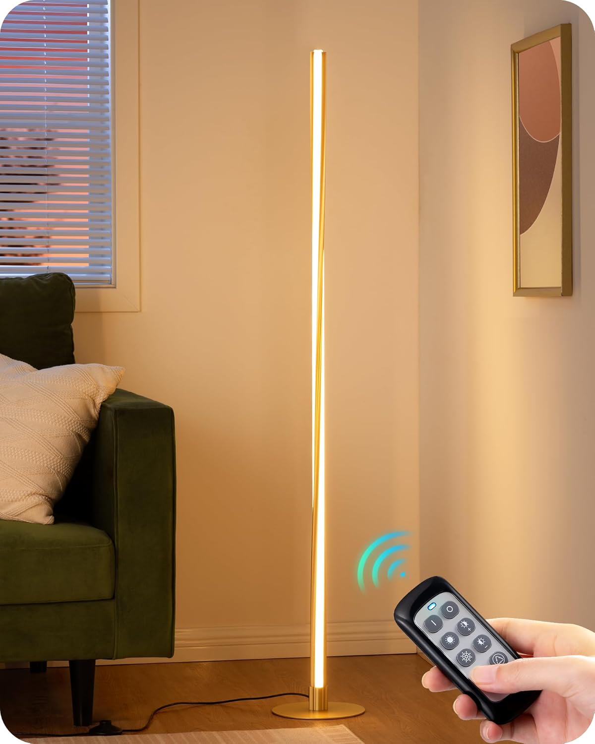 EDISHINE Helix Dimmable LED Corner Floor Lamp with Remote & Foot Switch 