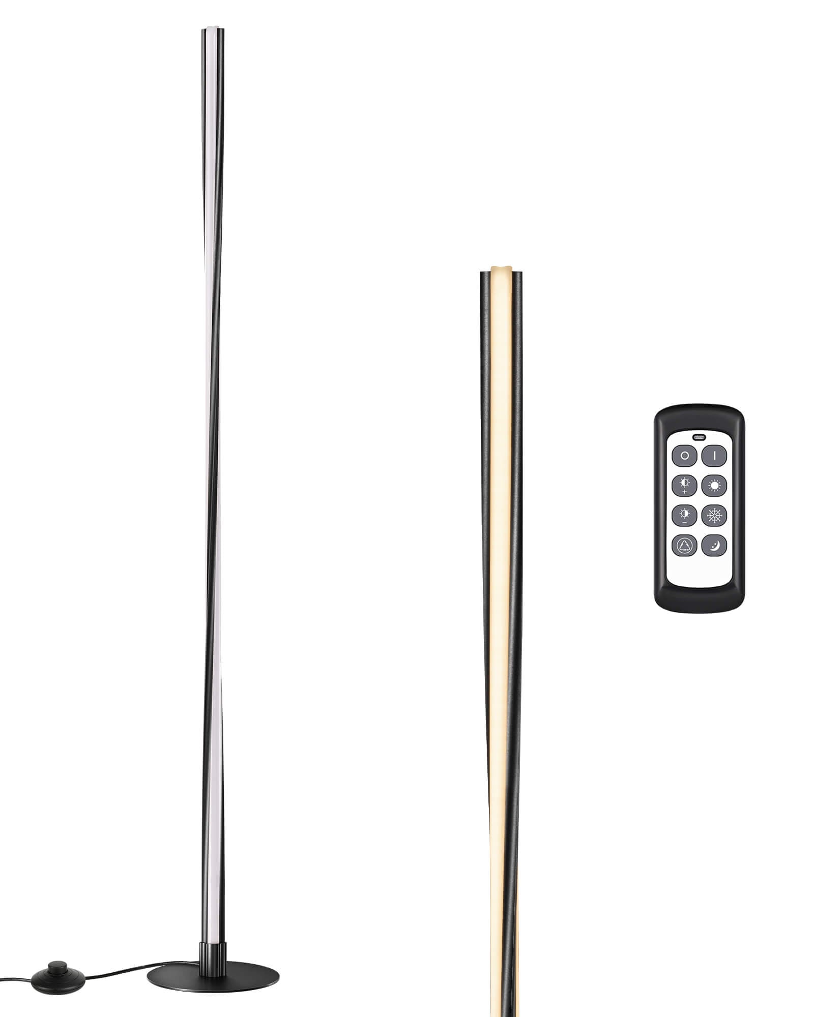 EDISHINE Helix Dimmable LED Corner Floor Lamp with Remote & Foot Switch 