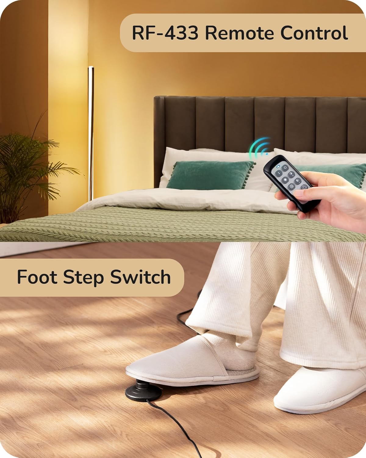 EDISHINE Helix Dimmable LED Corner Floor Lamp with Remote & Foot Switch 