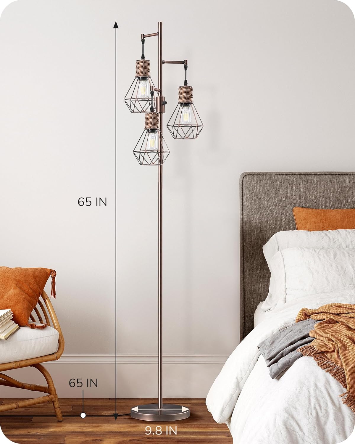 EDISHINE | Farmhouse Dimmable Tree Floor Lamp with With 3 LED Bulbs