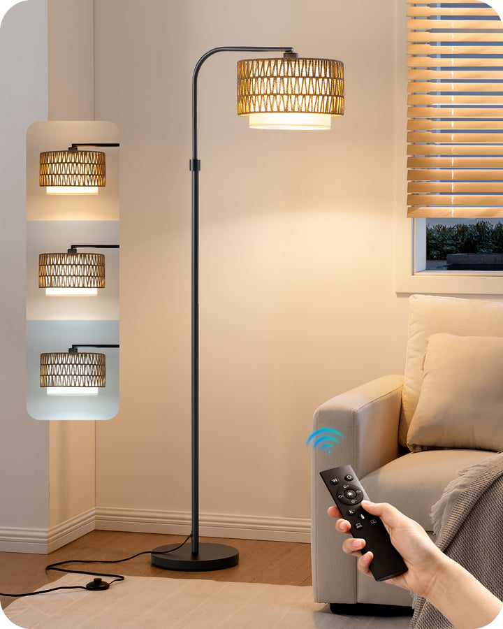 Rattan Arc Floor Lamp-HFLEA1A1-HFLEA1B1
