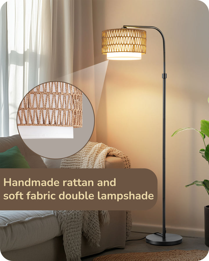 Rattan Arc Floor Lamp-HFLEA1A1-HFLEA1B1