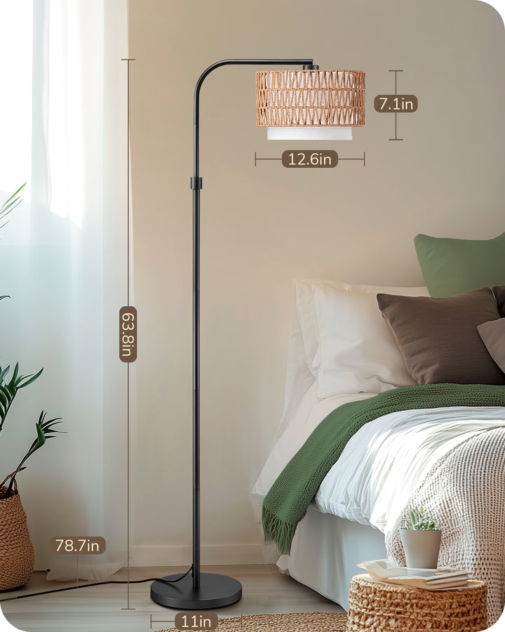 Rattan Arc Floor Lamp-HFLEA1A1-HFLEA1B1