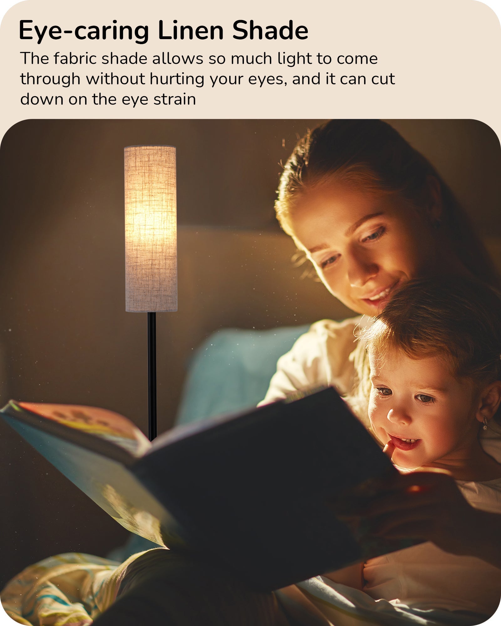 EDISHINE Pole Floor Lamp with Fabric Shade -HFLEC1B