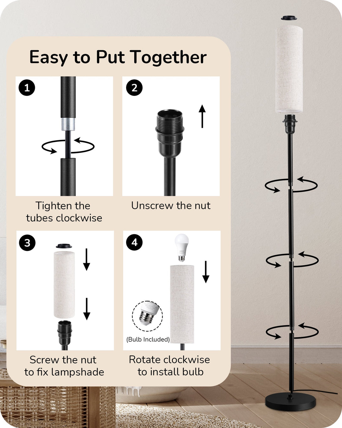 Slim Standing Lamp-HFLEC1A -HFLEC1B