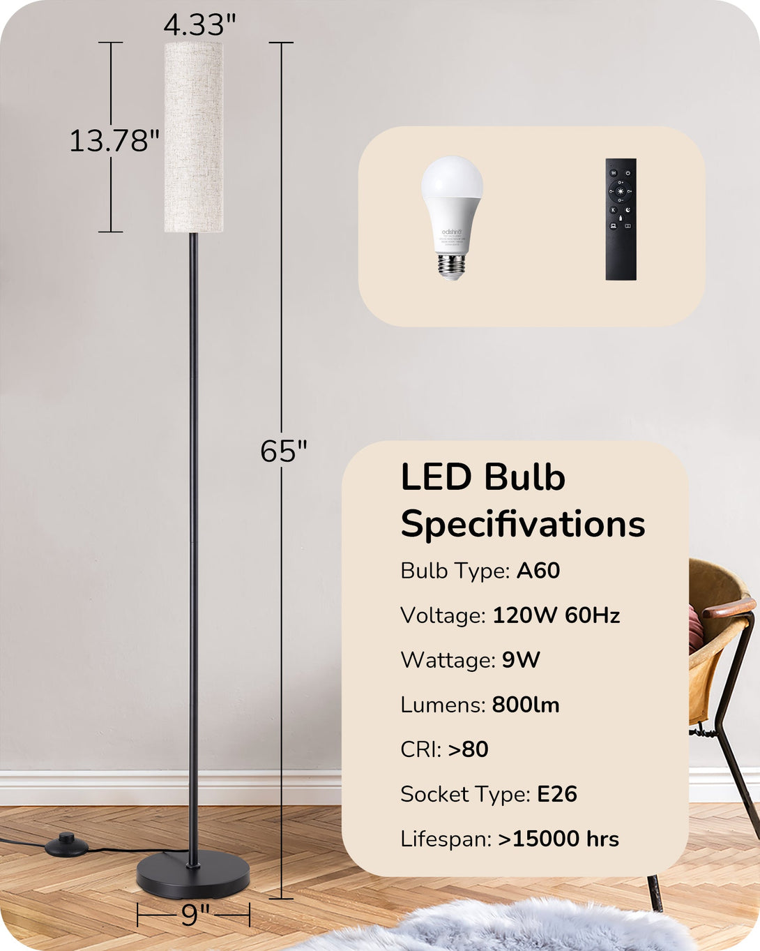 Slim Standing Lamp-HFLEC1A -HFLEC1B