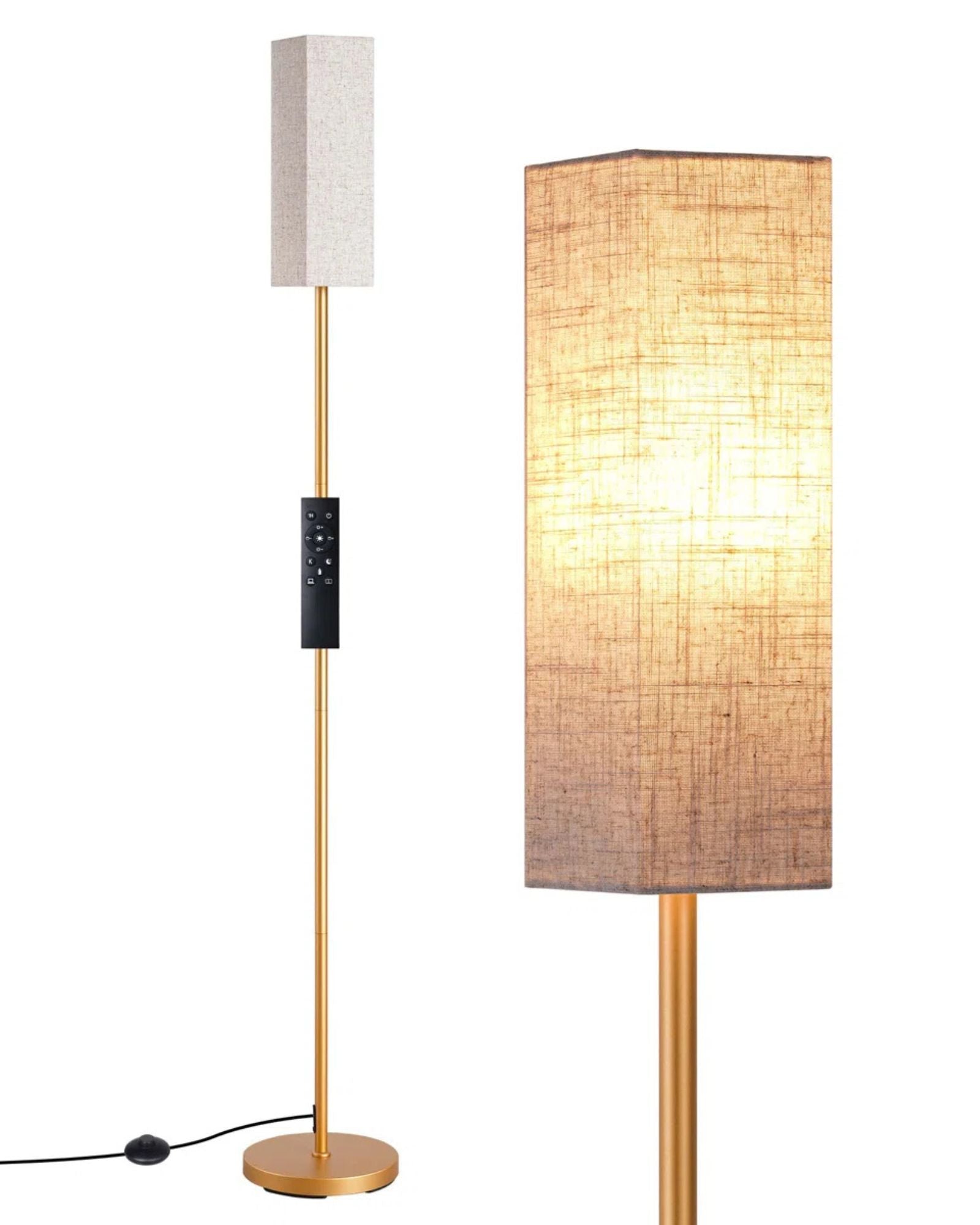 Dimmable Traditional  Floor Lamp with Linen Shade and Remote Control