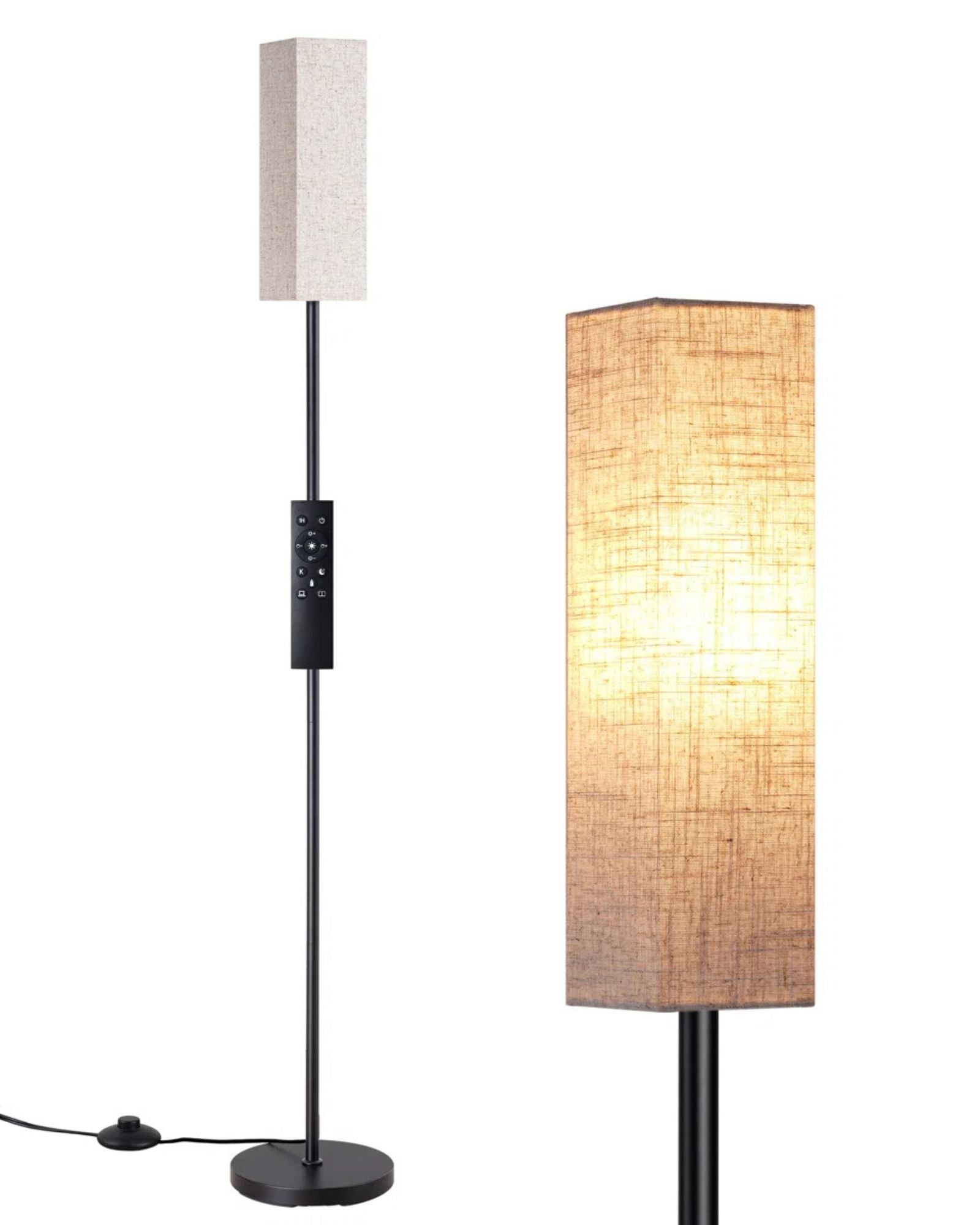 Dimmable Traditional  Floor Lamp with Linen Shade and Remote Control