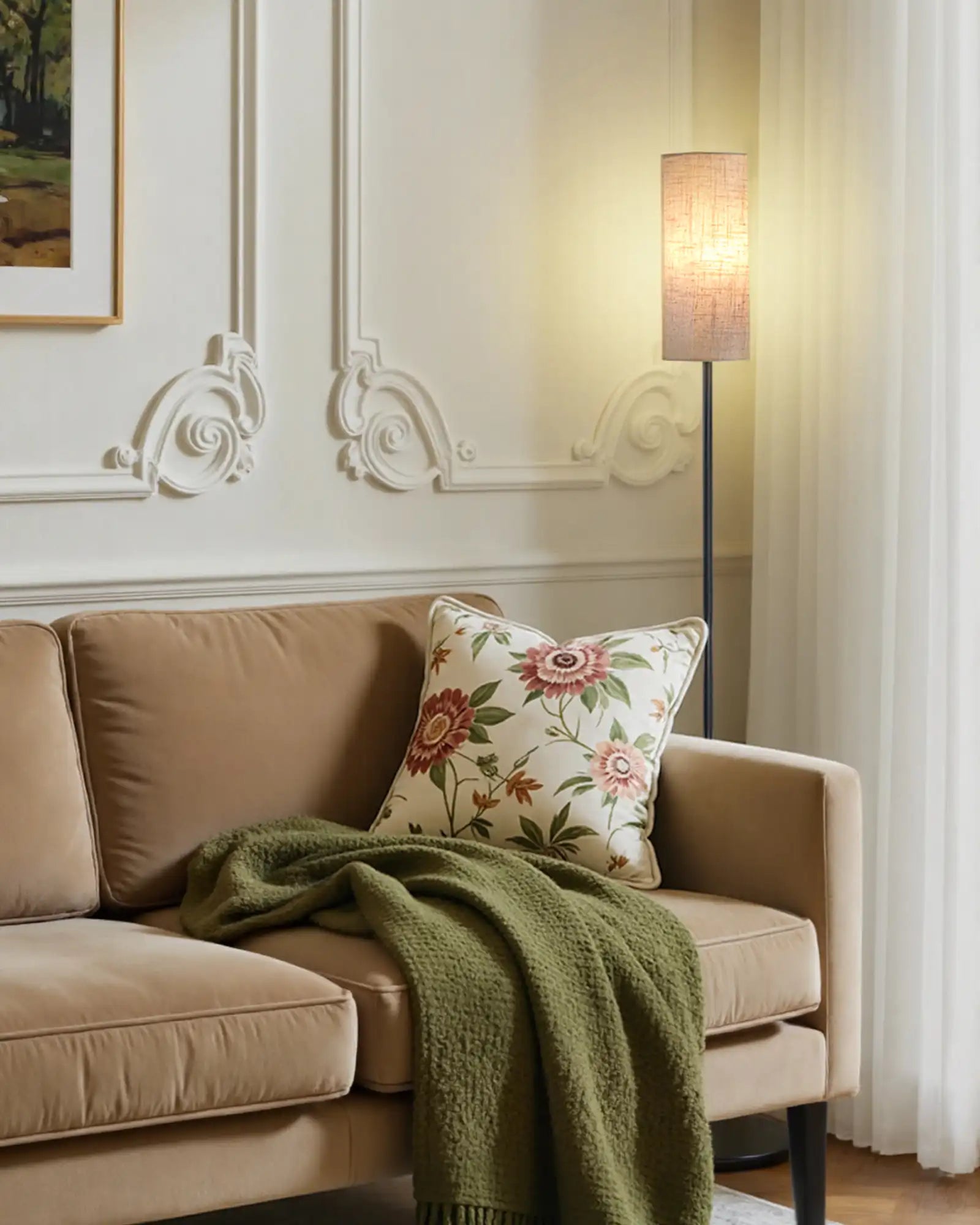 65" Tall Minimalist Traditional Floor Lamp with Linen Shade & Remote Control - Dimmable LED Bulb Included