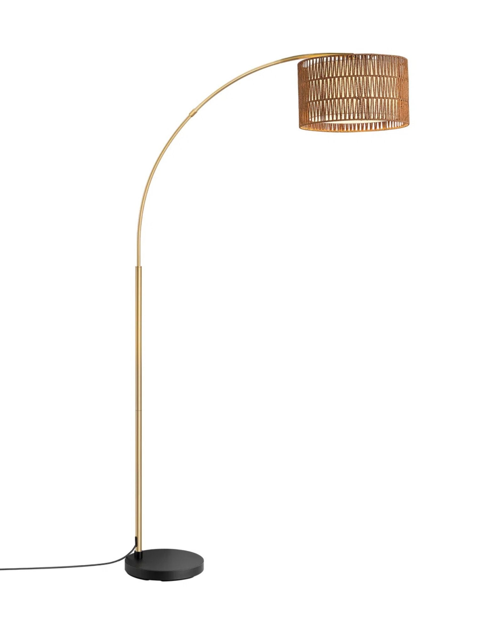 EDISHINE | 76" Arc Rattan Floor Lamp with Remote & Dimmable LED Bulb