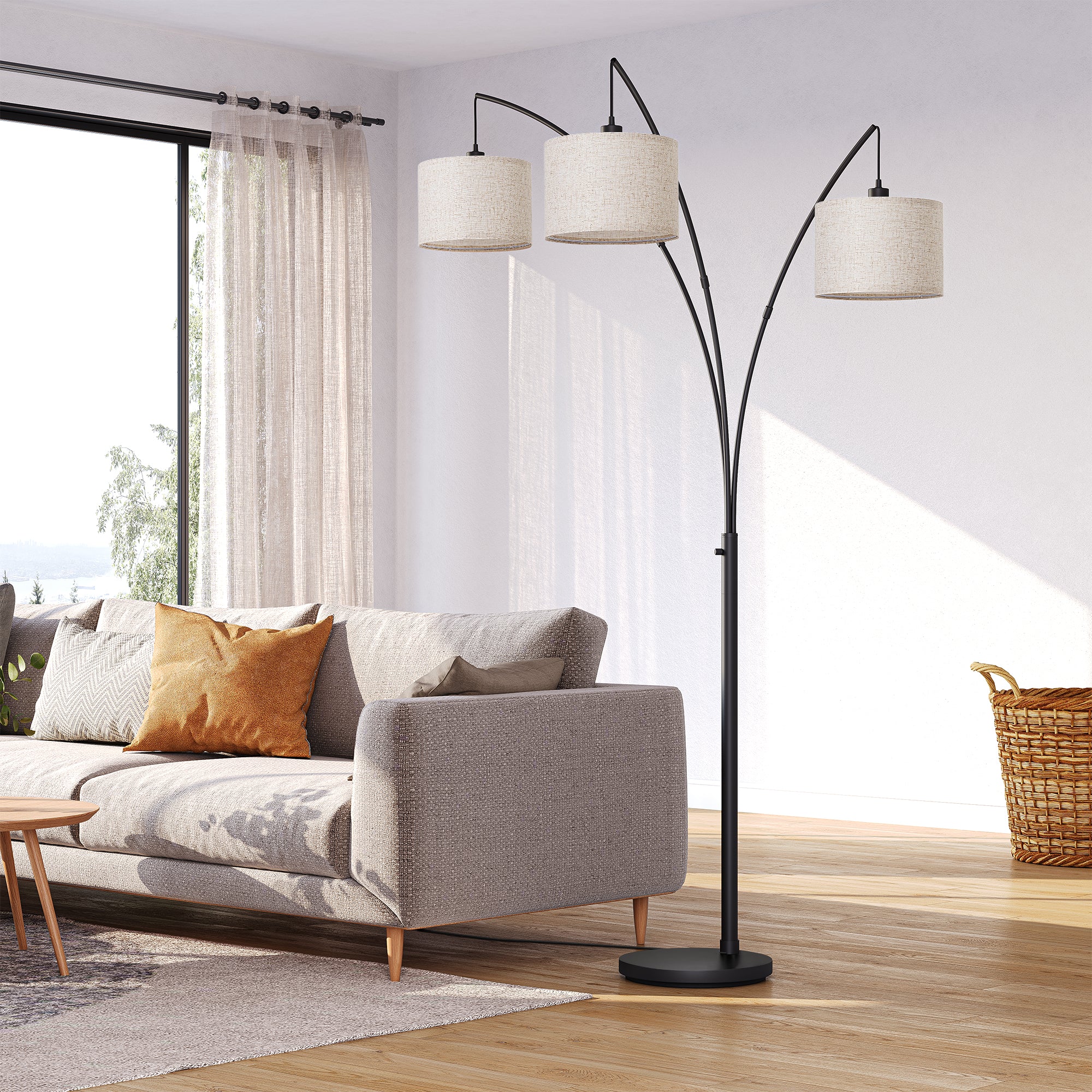 EDISHINE 83" 3-way Dimmable Arc Tree Floor Lamp With Rotary Switch - HFLEE1B