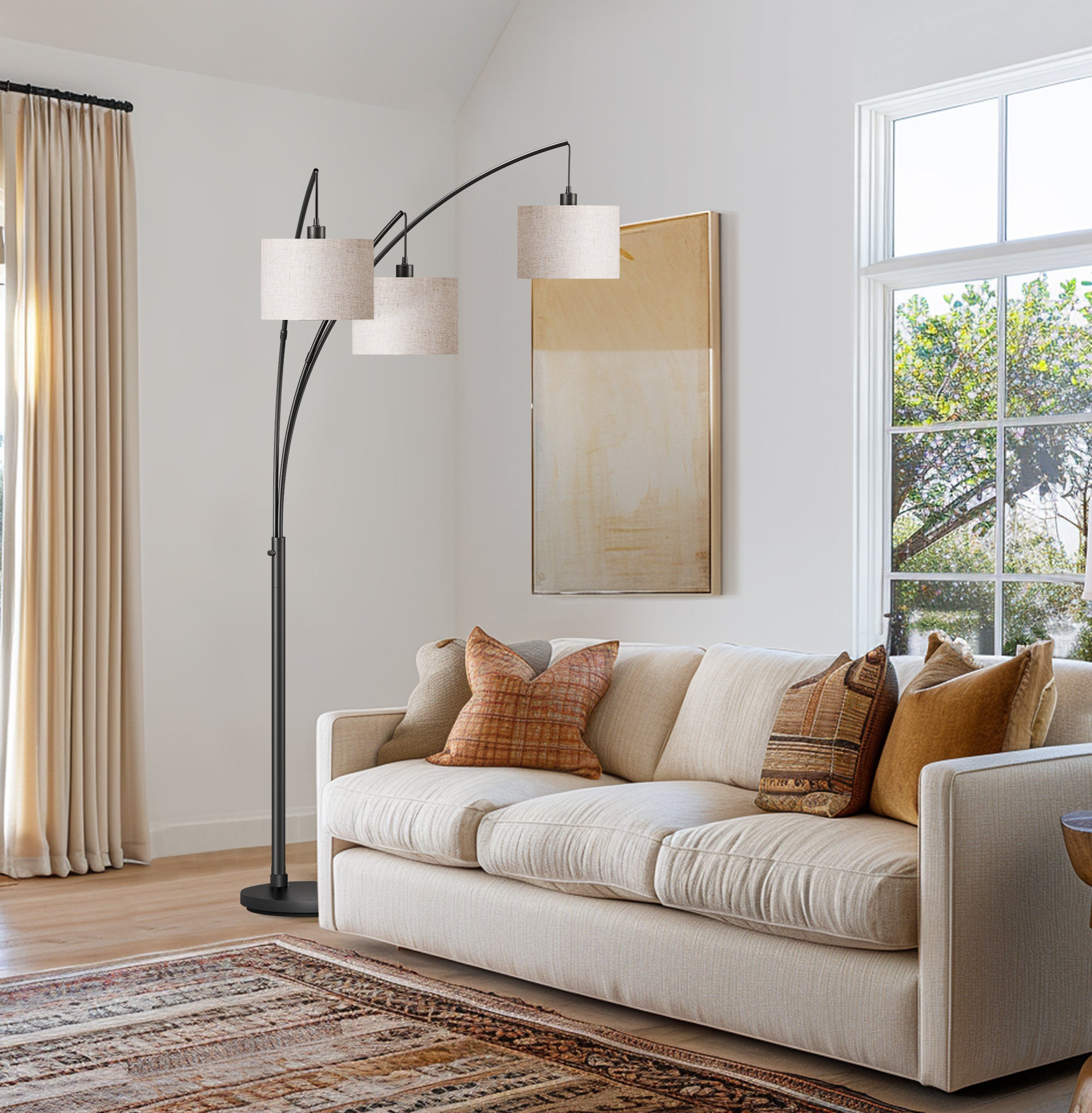 EDISHINE 83" 3-way Dimmable Arc Tree Floor Lamp With Rotary Switch - HFLEE1B