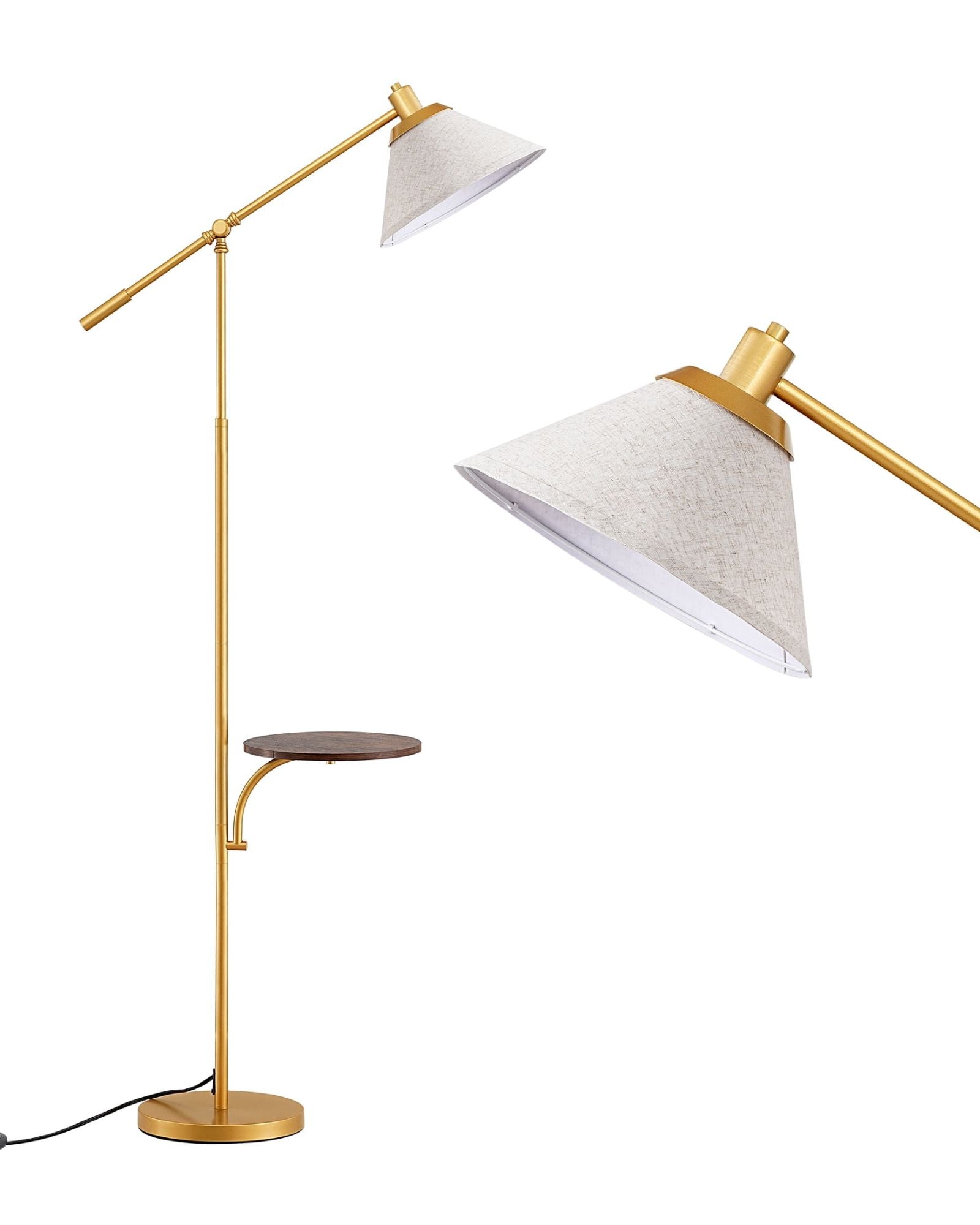 EDISHINE Mid-Century Dimmable Floor Lamp with Side Tray Table and Remote Control