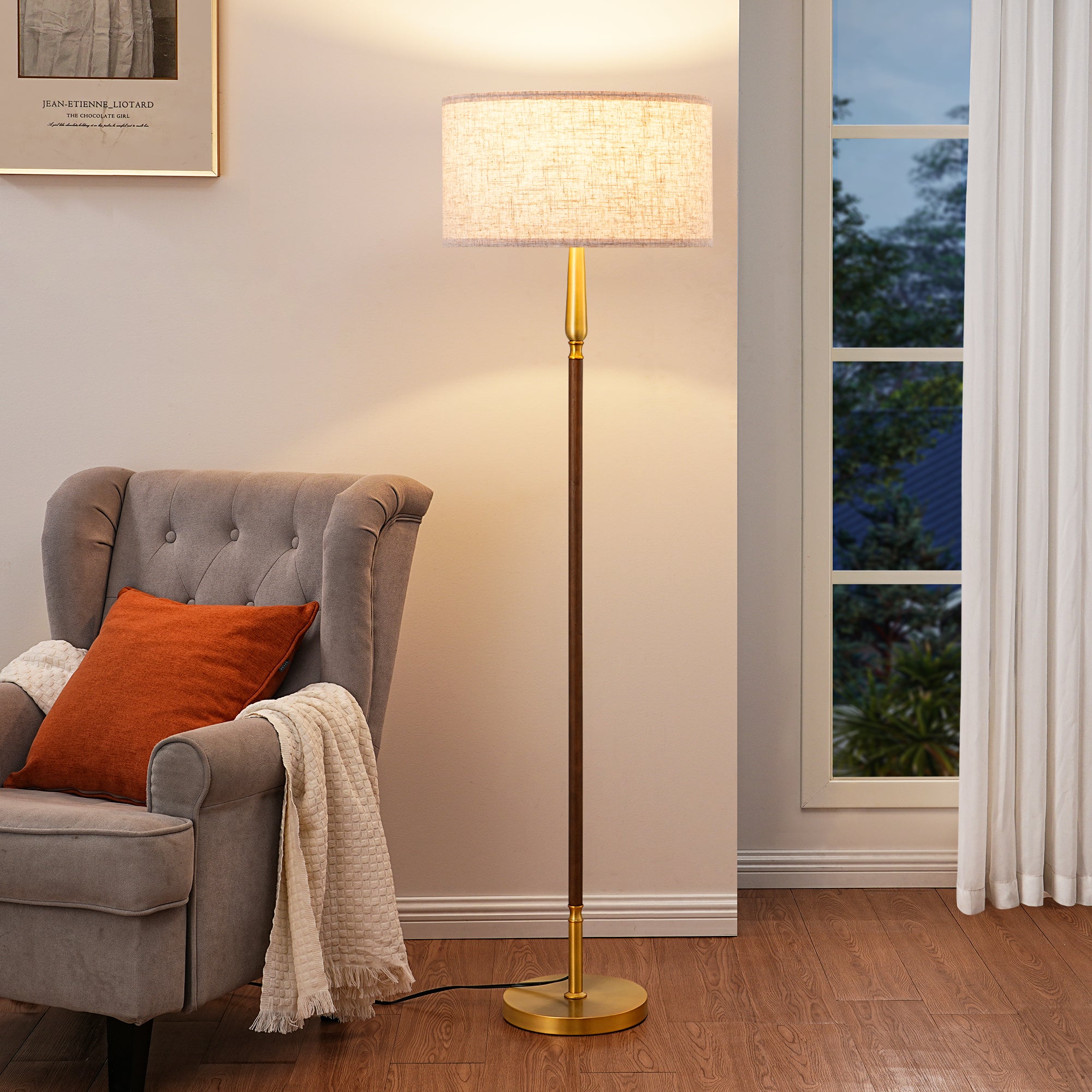 EDISHINE 61.8" Dimmable Standard Floor Lamp With Remote And Bulb Included-HFLFC2A