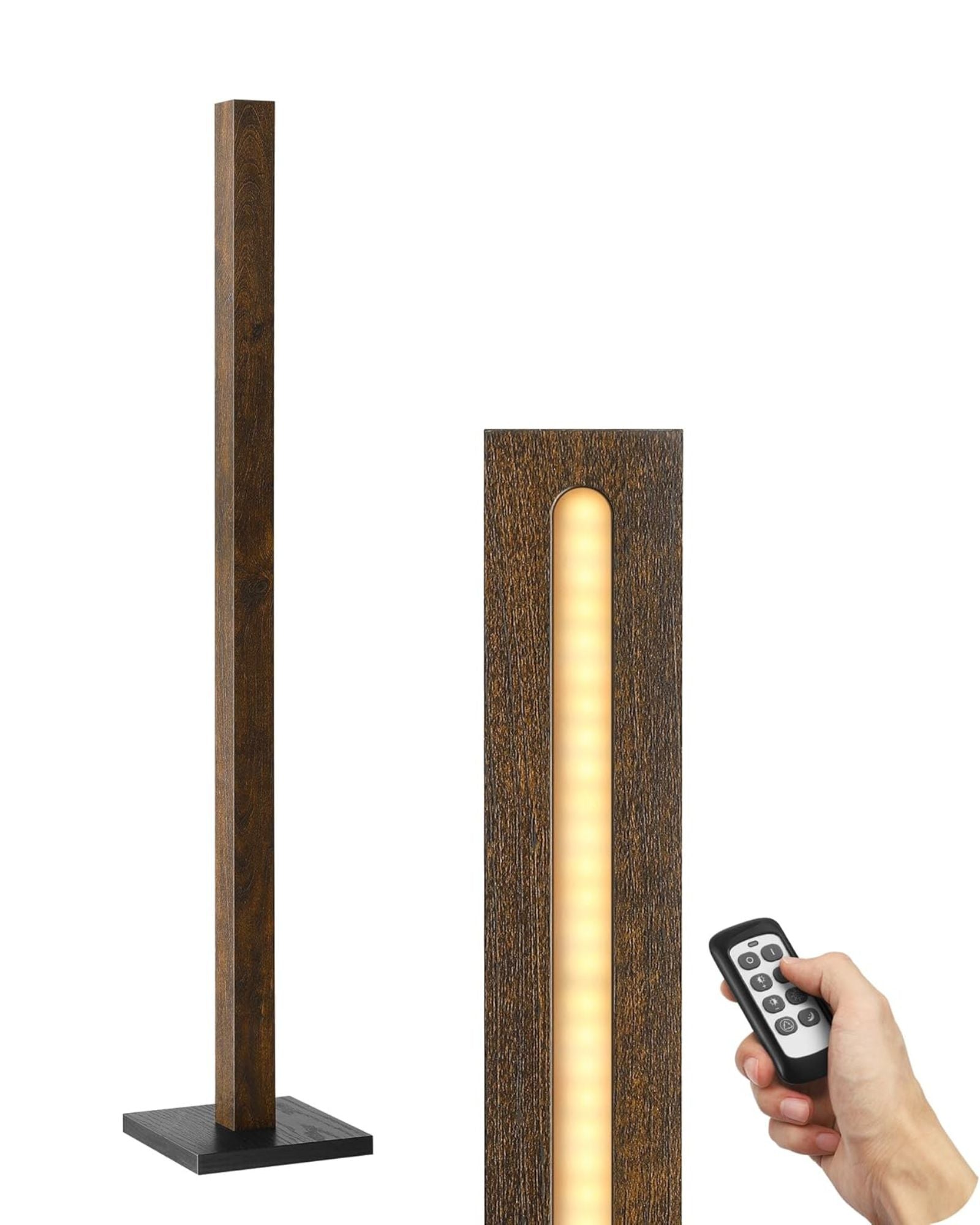 Minimalist Wooden Dimmable LED Corner Floor Lamp with Remote Control