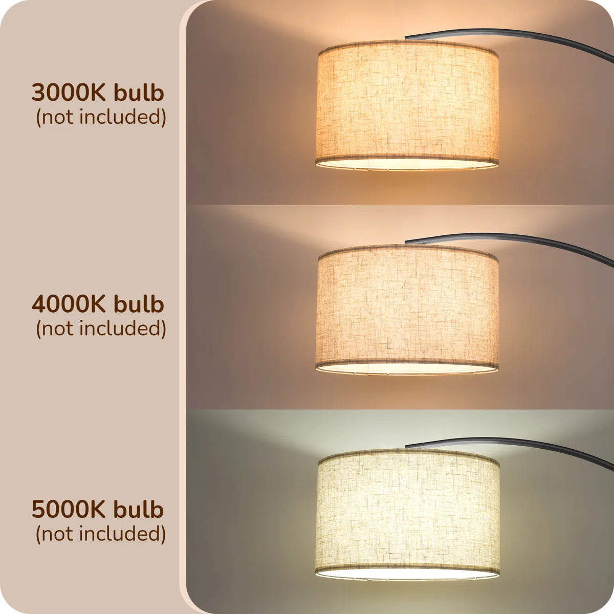 78.4" Tall Modern Arc Floor Lamp with Linen Drum Shade