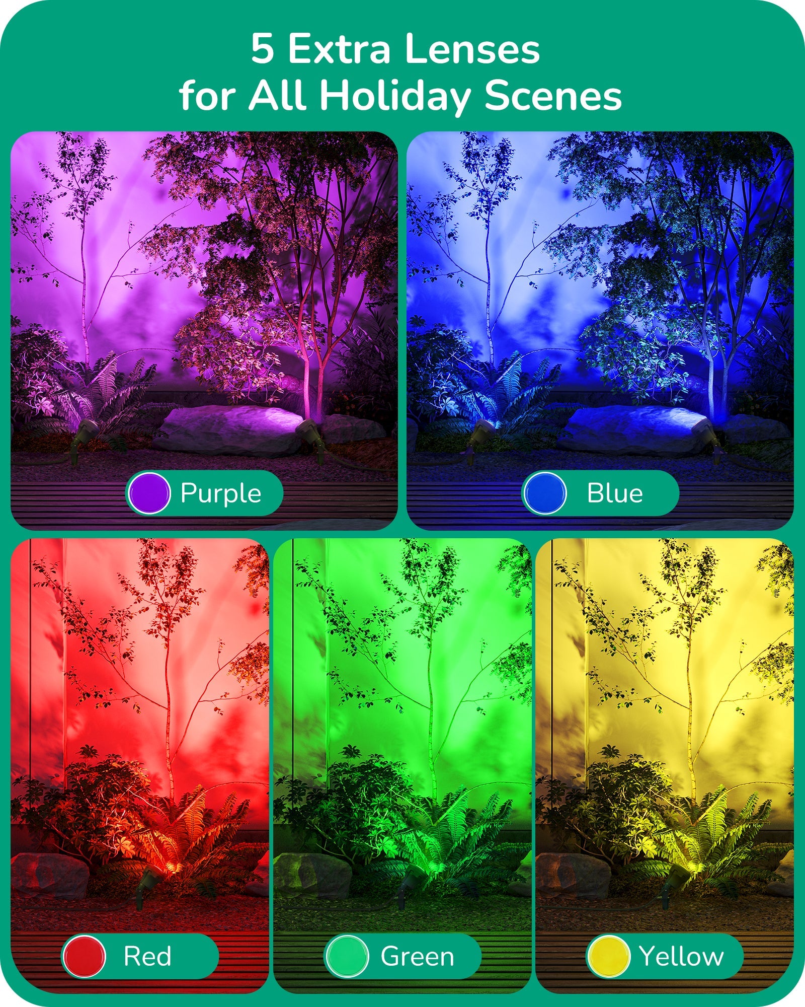 LED Outdoor Spotlight, 4.8W 5000K Waterproof Landscape Light with 180° Adjustable Head, 5 Color Options - HGSL01B1 - HGSL01D1