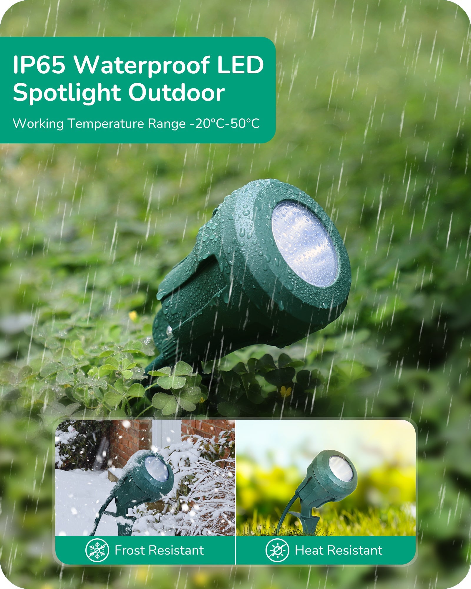 LED Outdoor Spotlight, 4.8W 5000K Waterproof Landscape Light with 180° Adjustable Head, 5 Color Options-HGSL01B1 -HGSL01D1