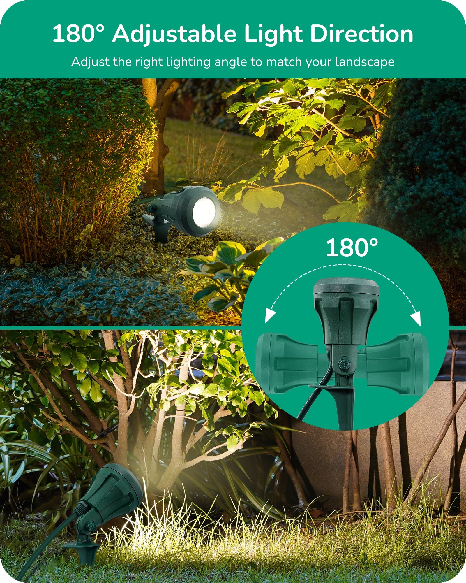 LED Outdoor Spotlight, 4.8W 5000K Waterproof Landscape Light with 180° Adjustable Head, 5 Color Options - HGSL01B1 - HGSL01D1