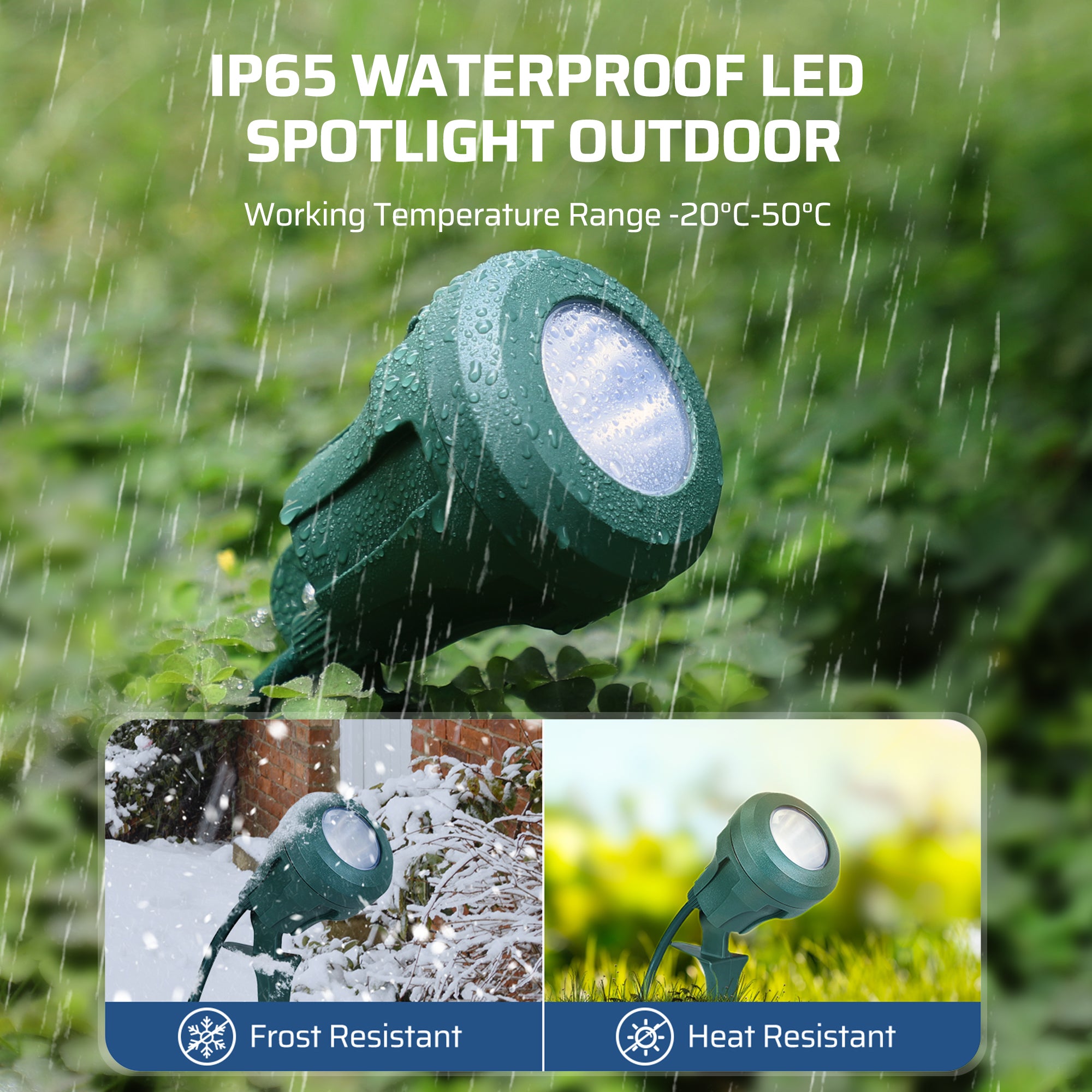 LED Outdoor Spotlight for New year Plug in Spot Light with 4 Color Lenses Waterproof Electric Landscape Spot Light projector 400 Lumen, 5 FT Power Cord-HGSL01G