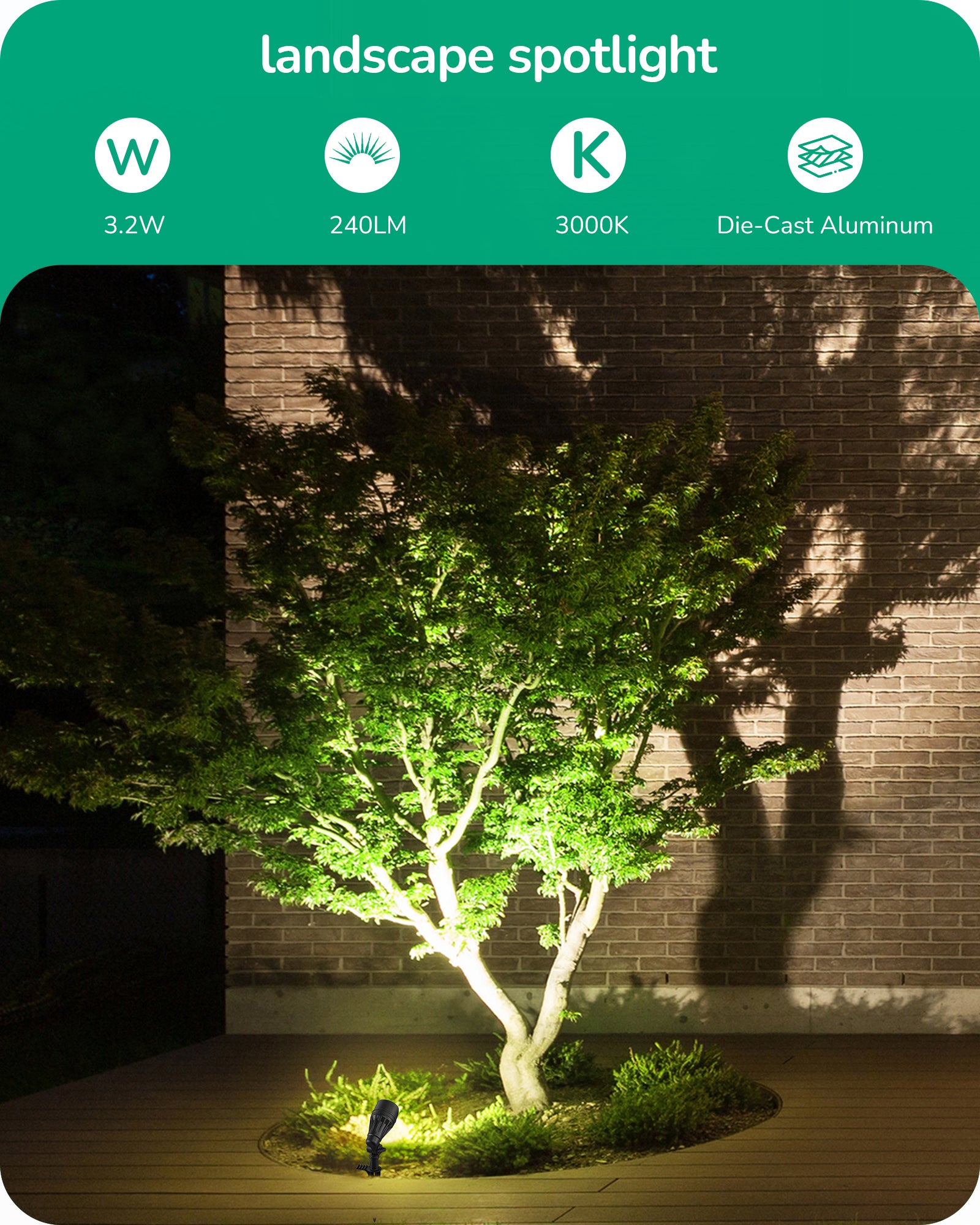 EDISHINE 8 Pack Low Voltage Landscape Lights-HGSL08B