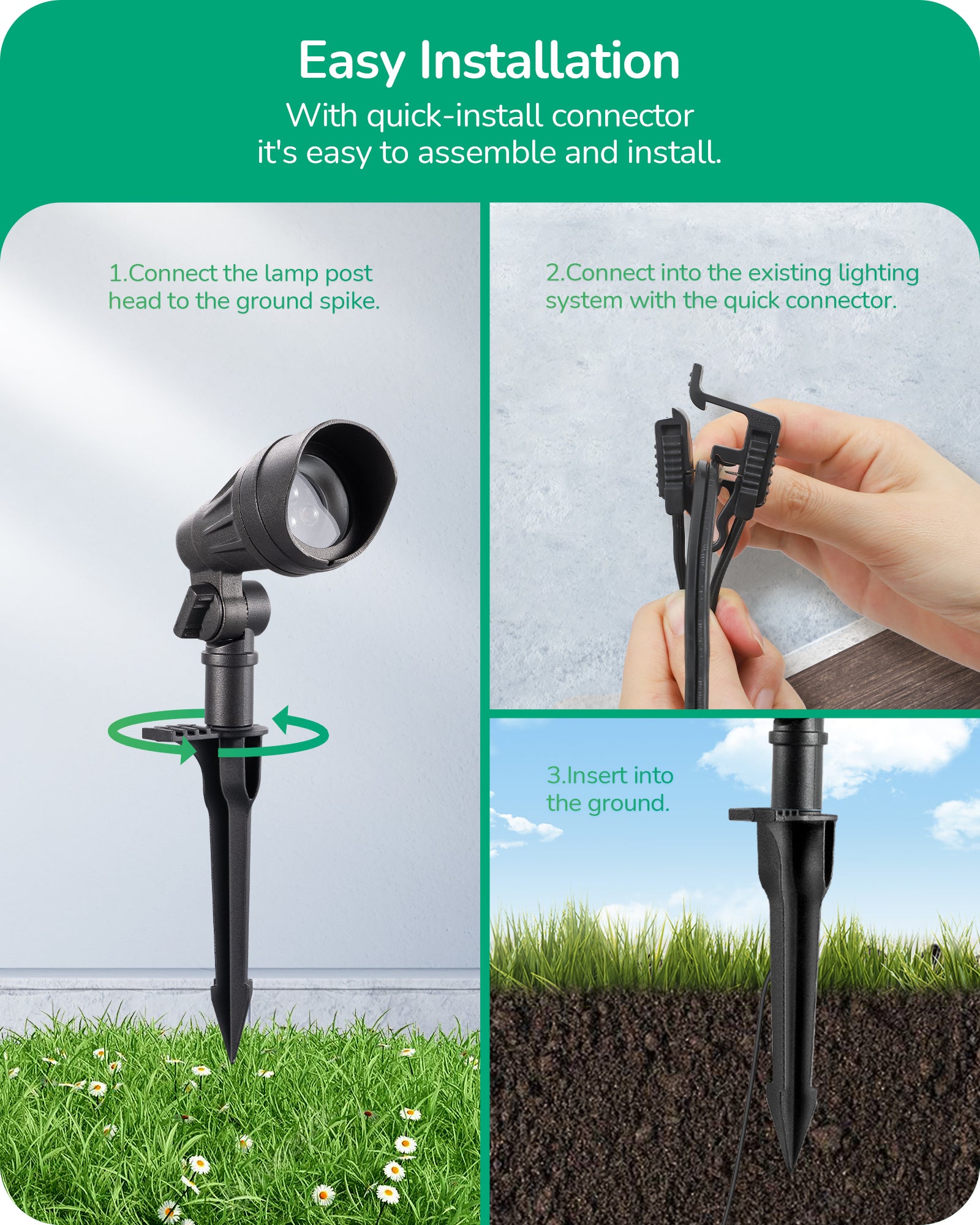 EDISHINE 8 Pack Low Voltage Landscape Lights-HGSL08B