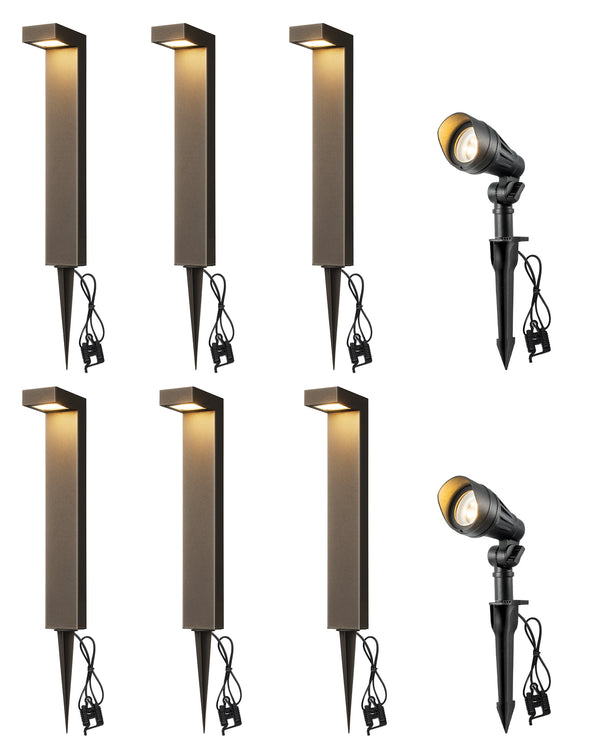 EDISHINE 8 Pack Low Voltage Landscape Lights Kit, 12V 3.2W 240LM-HGSL09C