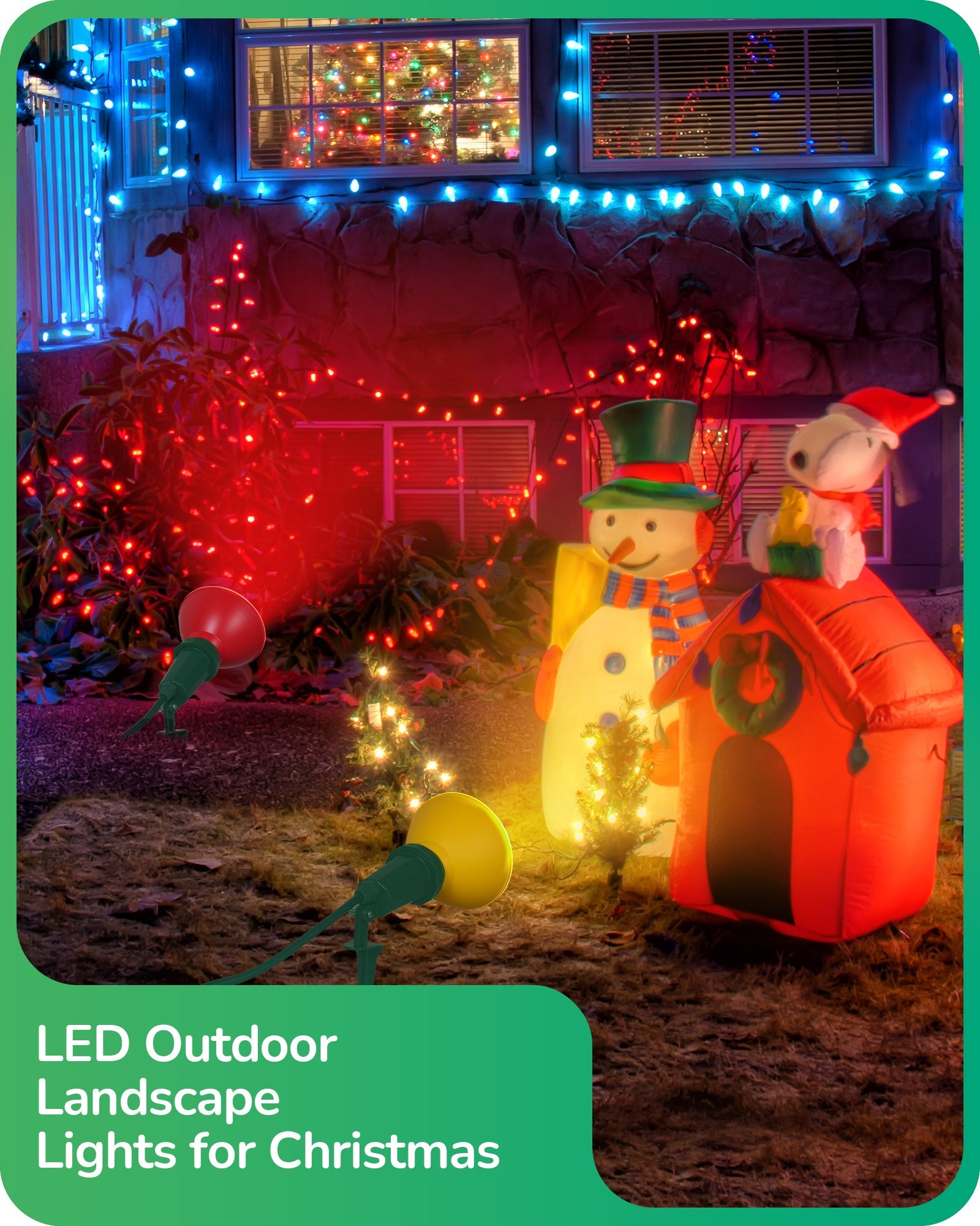 EDISHINE 120V Spotlights Outdoor Halloween, Plug in LED Flood Lights, Waterproof Landscape Lights Socket (2 Pack)-HGSL11B