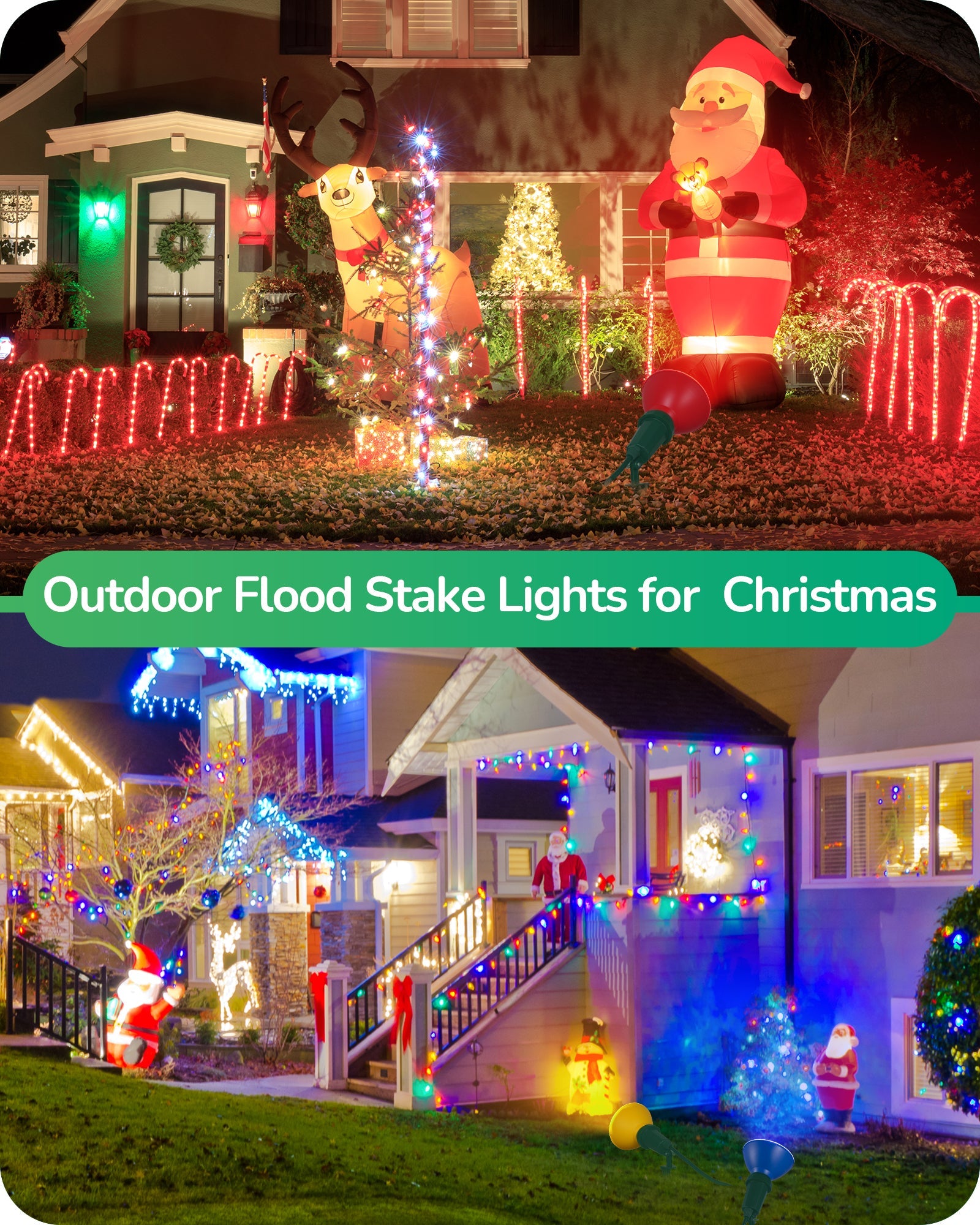 EDISHINE 120V Spotlights Outdoor Halloween, Plug in LED Flood Lights, Waterproof Landscape Lights Socket (2 Pack)-HGSL11B