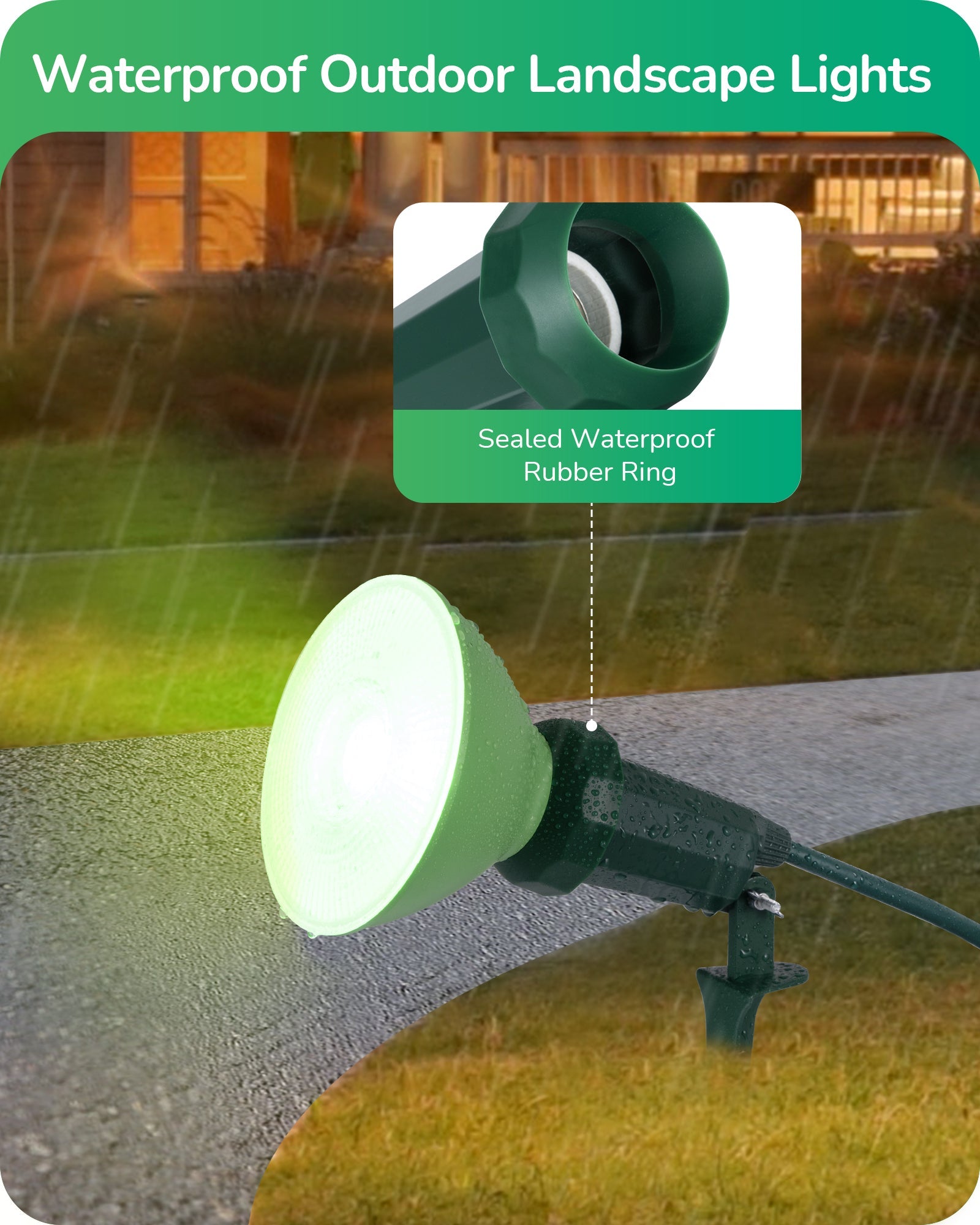 EDISHINE 120V Spotlights Outdoor Halloween, Plug in LED Flood Lights, Waterproof Landscape Lights Socket (2 Pack)-HGSL11B