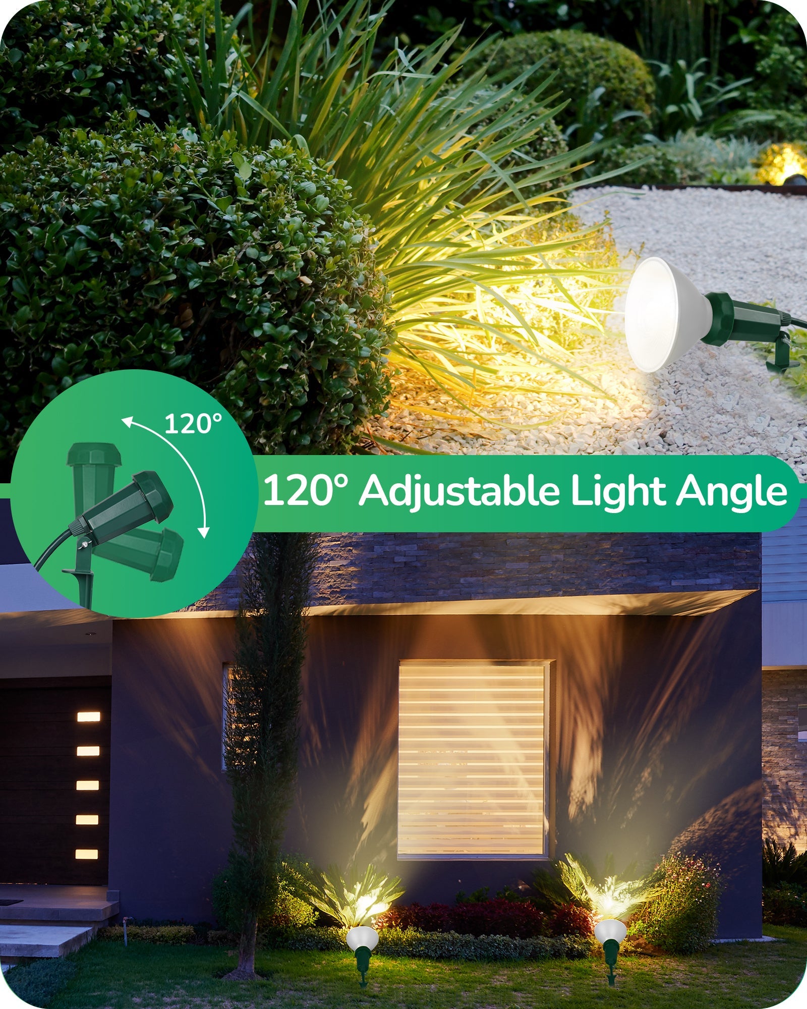EDISHINE 120V Spotlights Outdoor Halloween, Plug in LED Flood Lights, Waterproof Landscape Lights Socket (2 Pack)-HGSL11B