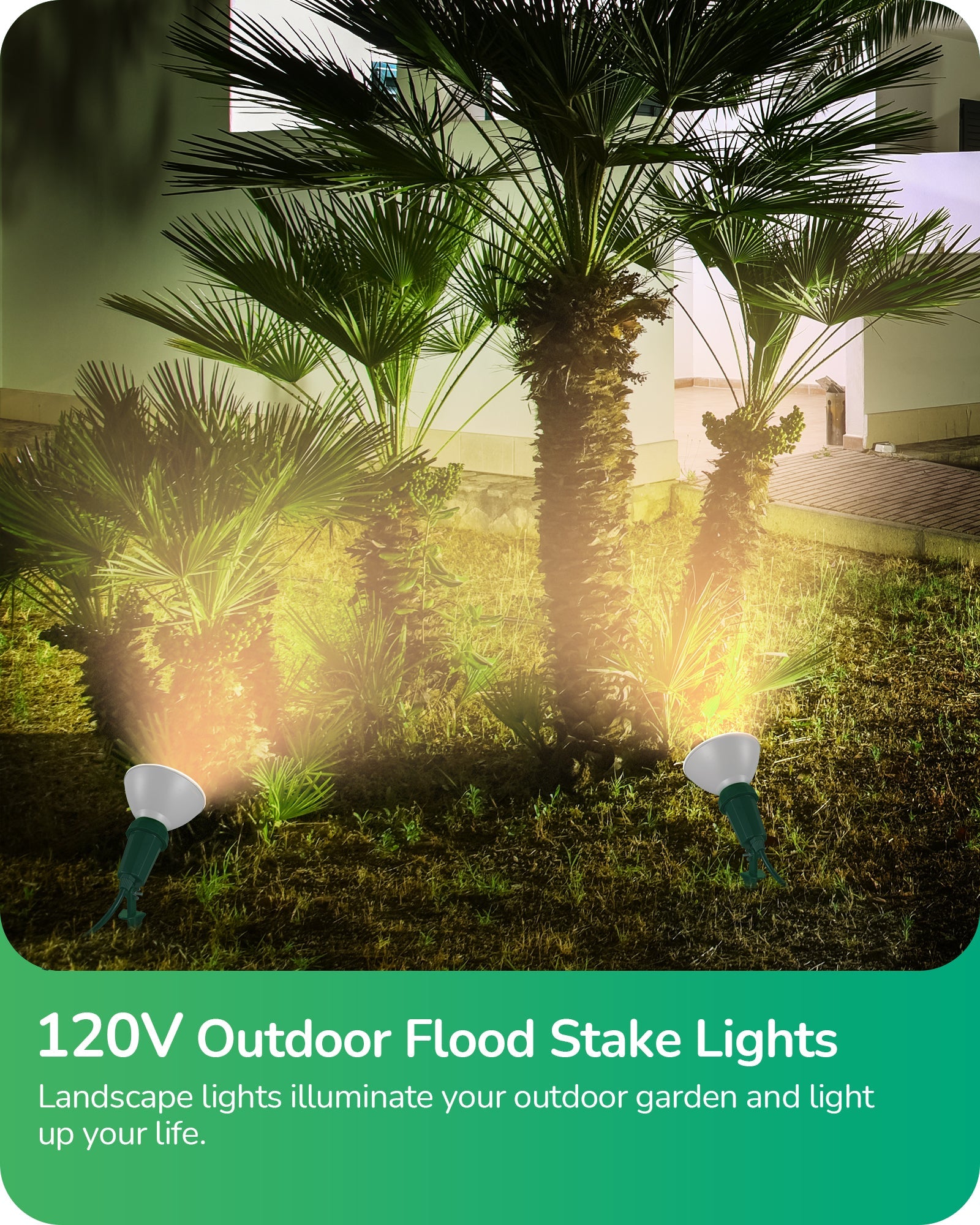 EDISHINE 120V Spotlights Outdoor Halloween, Plug in LED Flood Lights, Waterproof Landscape Lights Socket (2 Pack)-HGSL11B