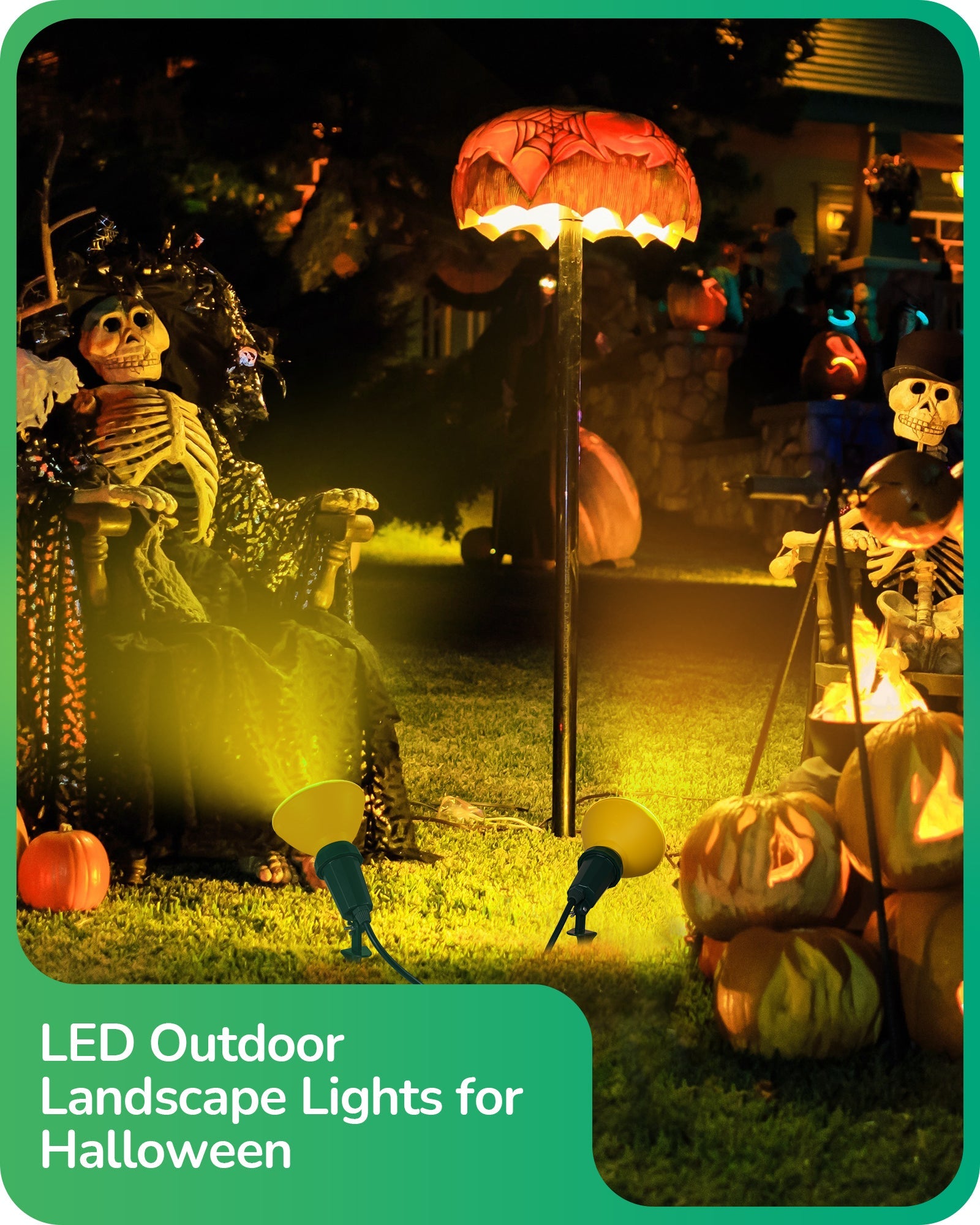 EDISHINE 120V Spotlights Outdoor Halloween, Plug in LED Flood Lights, Waterproof Landscape Lights Socket (2 Pack)-HGSL11B