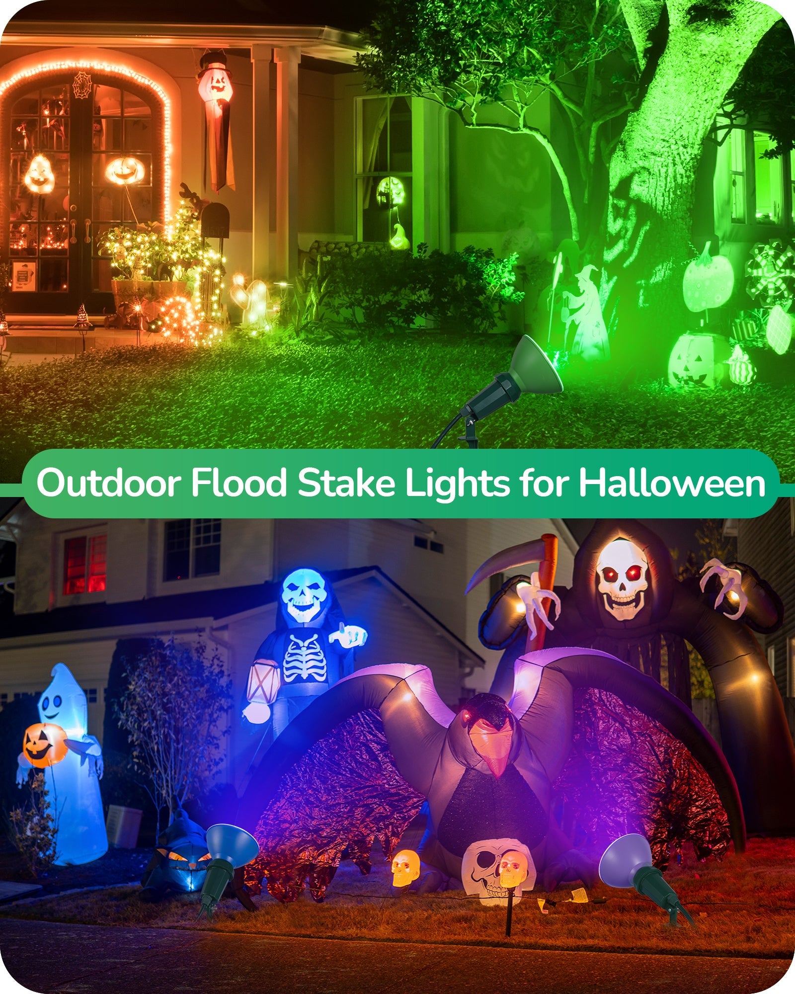 EDISHINE 120V Spotlights Outdoor Halloween, Plug in LED Flood Lights, Waterproof Landscape Lights Socket (2 Pack)-HGSL11B