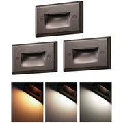 EDISHINE 120V 3CCT Indoor Stair Lights, 2.5W 150LM Oil-Rubber Bronze LED Step Light, 2700K-5000K, 5%-100% Dimmable IP65 Waterproof Outdoor Staircase Lighting for Stairway, Aluminum CRI90, Pack of 3 - HGSL12B