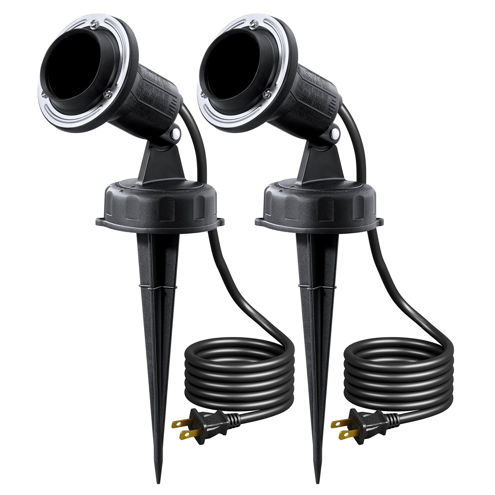 EDISHINE 120V Landscape Light Socket with Ground Stake, E26 Base, Waterproof (2 Pack)-HGSL15A