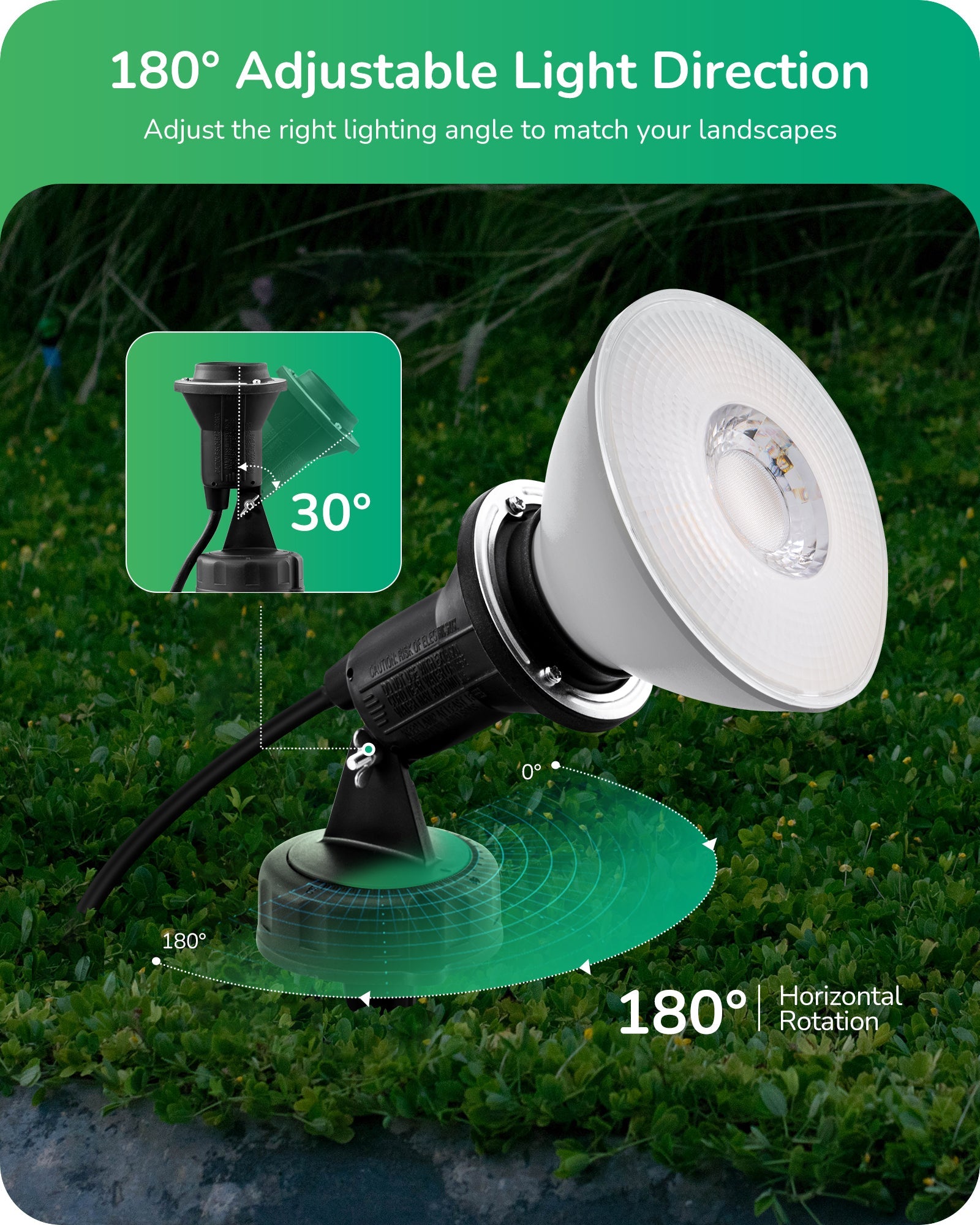 EDISHINE 120V 180掳 Adjustable Outdoor Spotlights (2 Pack)-HGSL15A