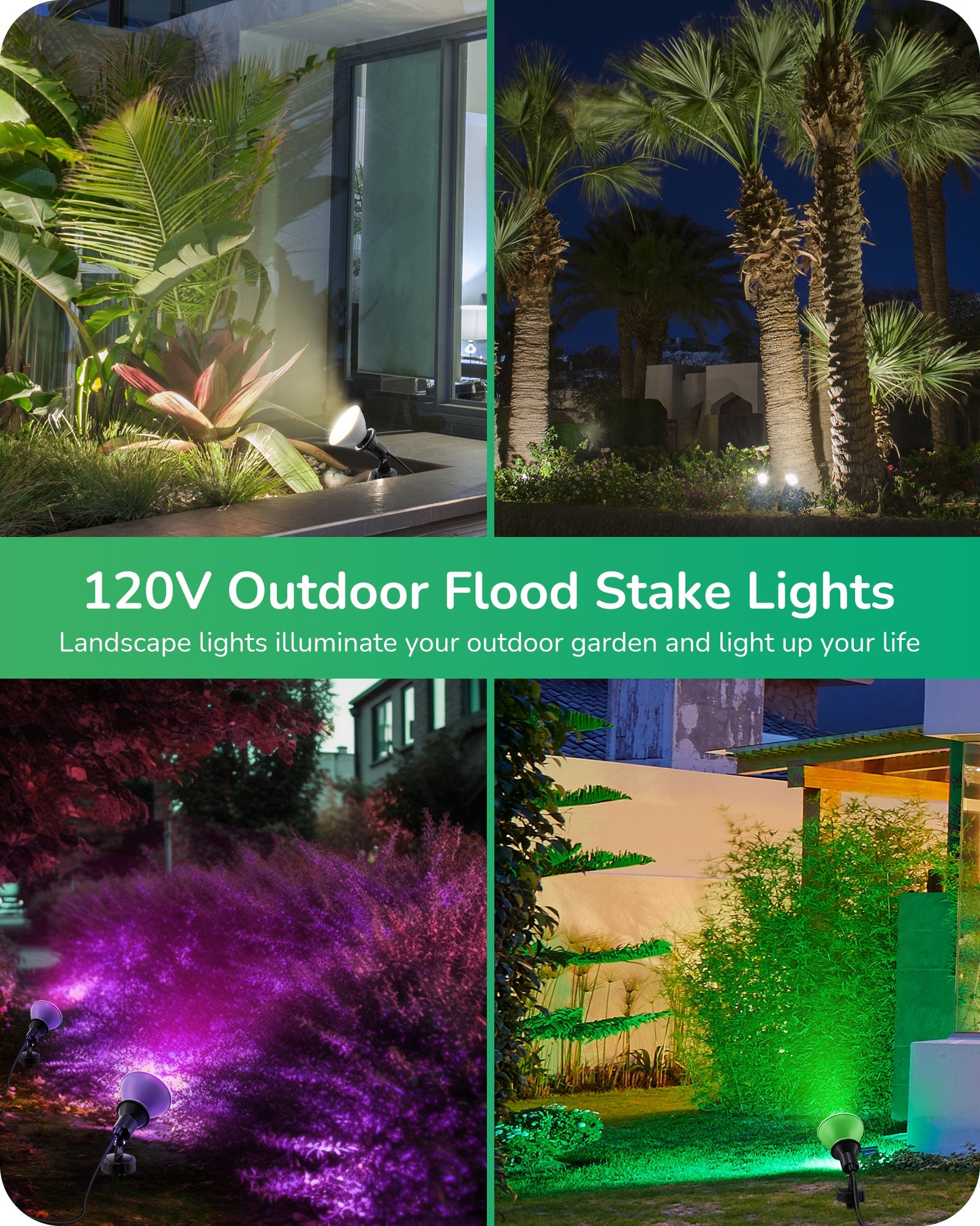 EDISHINE 120V 180掳 Adjustable Outdoor Spotlights (2 Pack)-HGSL15A